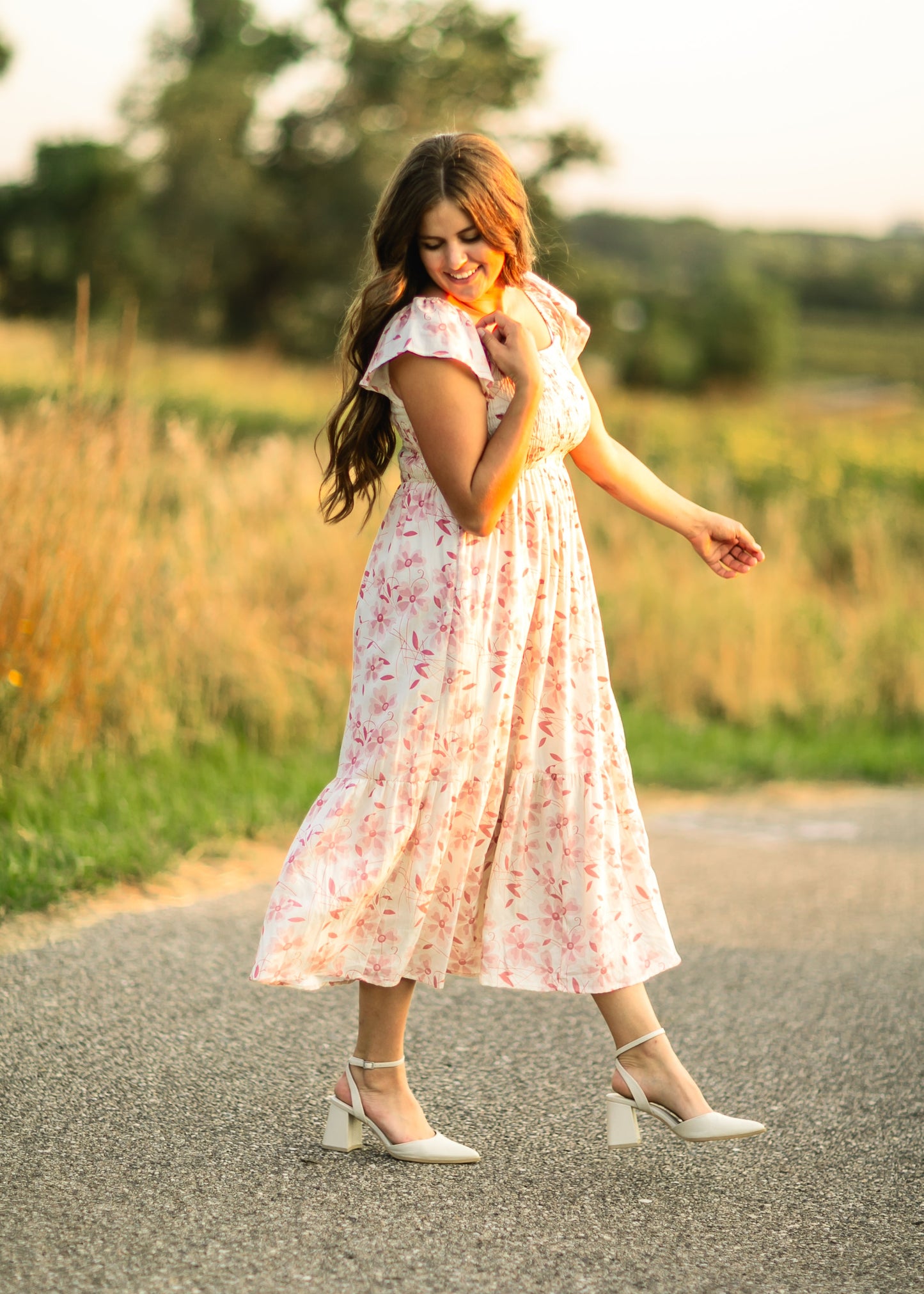 Summer Cap Sleeve Midi Dress IC Dresses