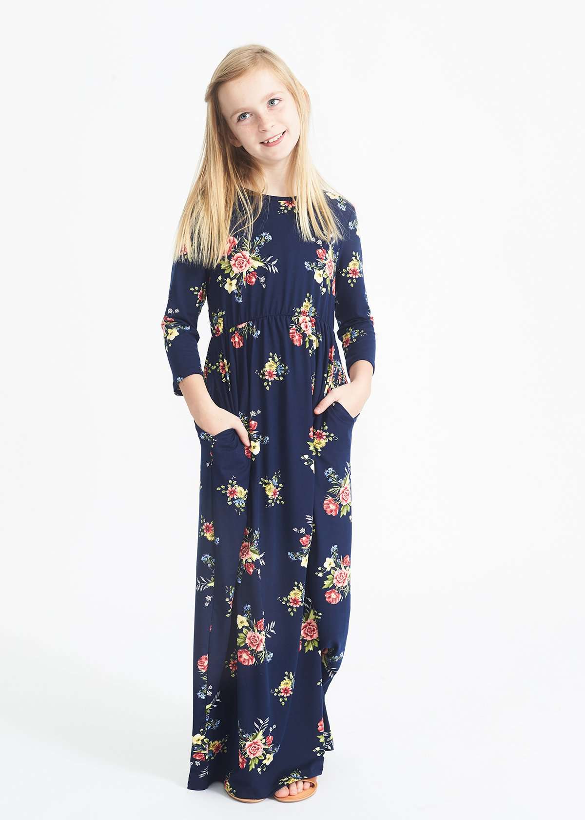 Sweet Spring Floral Maxi Dress - FINAL SALE Dresses Navy / XS