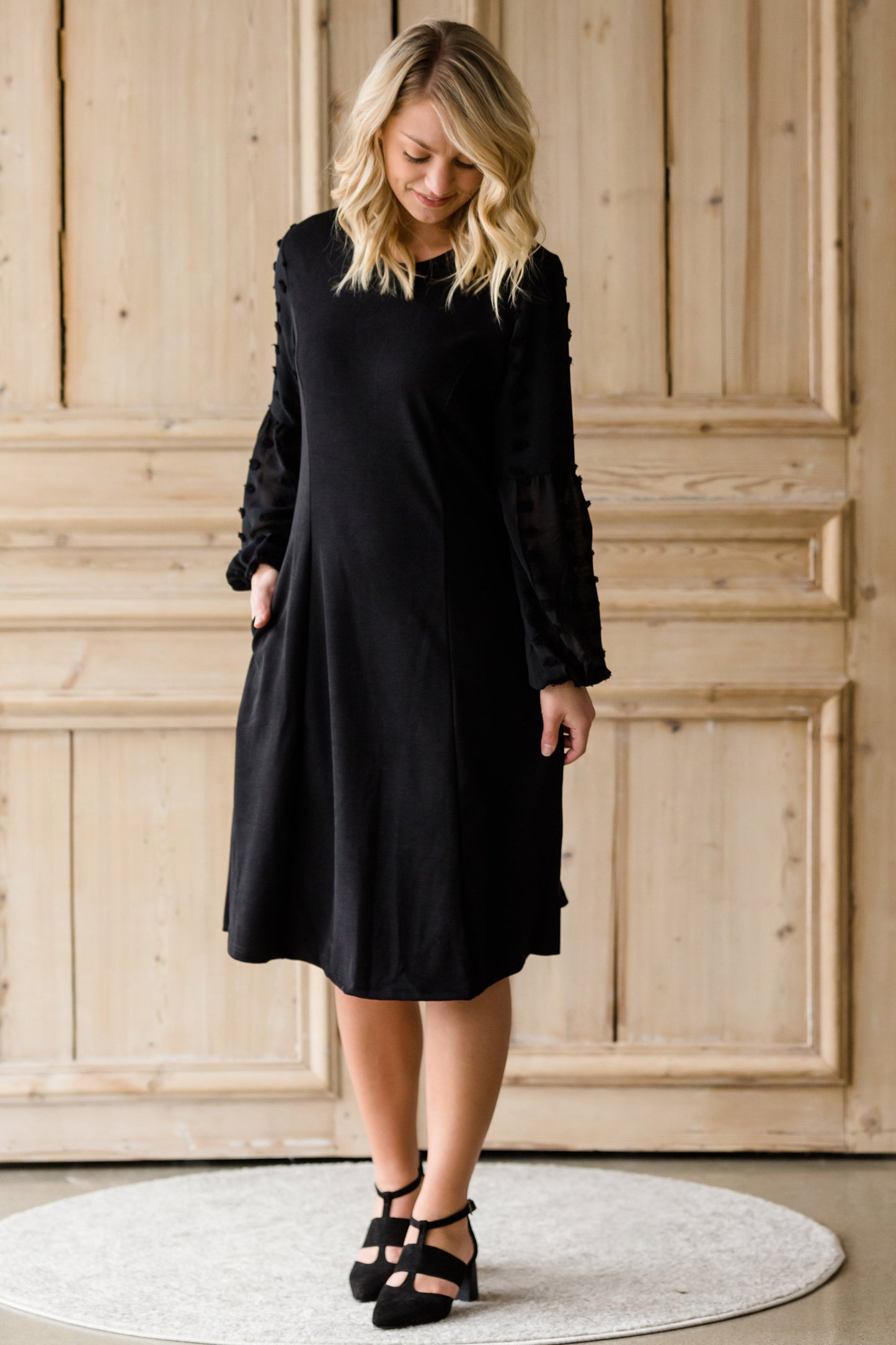 Swiss Dot Knit Midi Dress Dresses