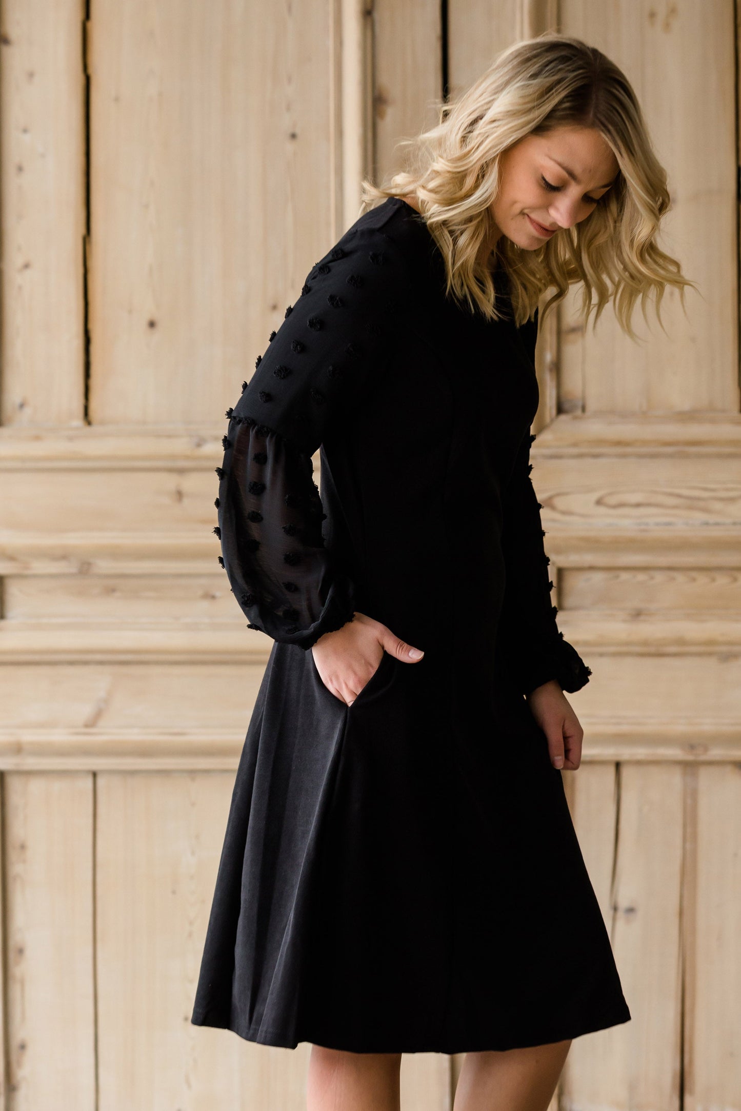 Swiss Dot Knit Midi Dress Dresses
