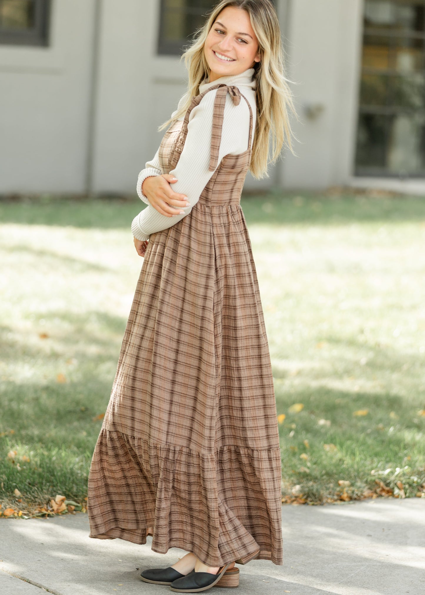 Tartan Plaid Cotton Maxi Dress FF Dresses