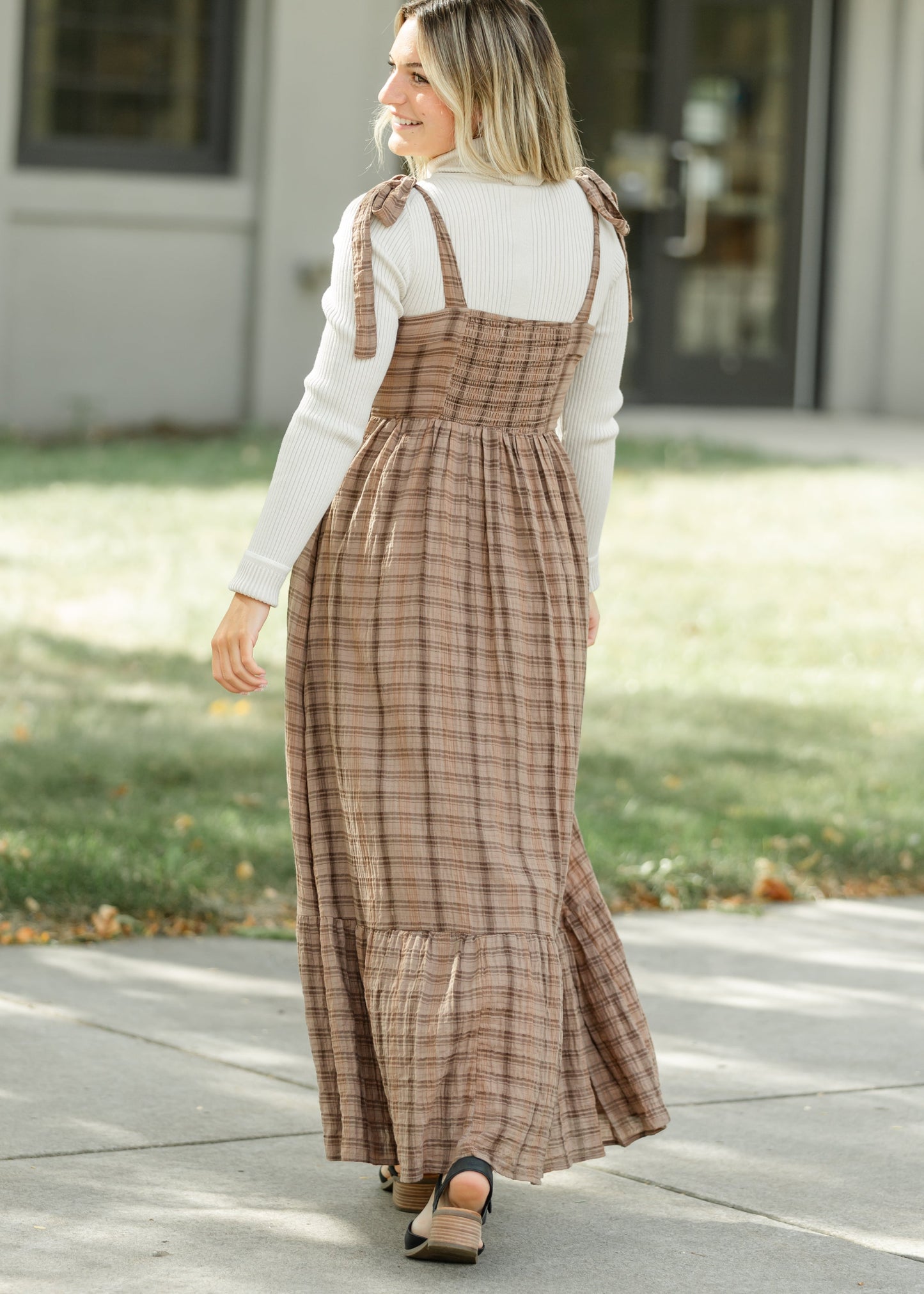 Tartan Plaid Cotton Maxi Dress FF Dresses