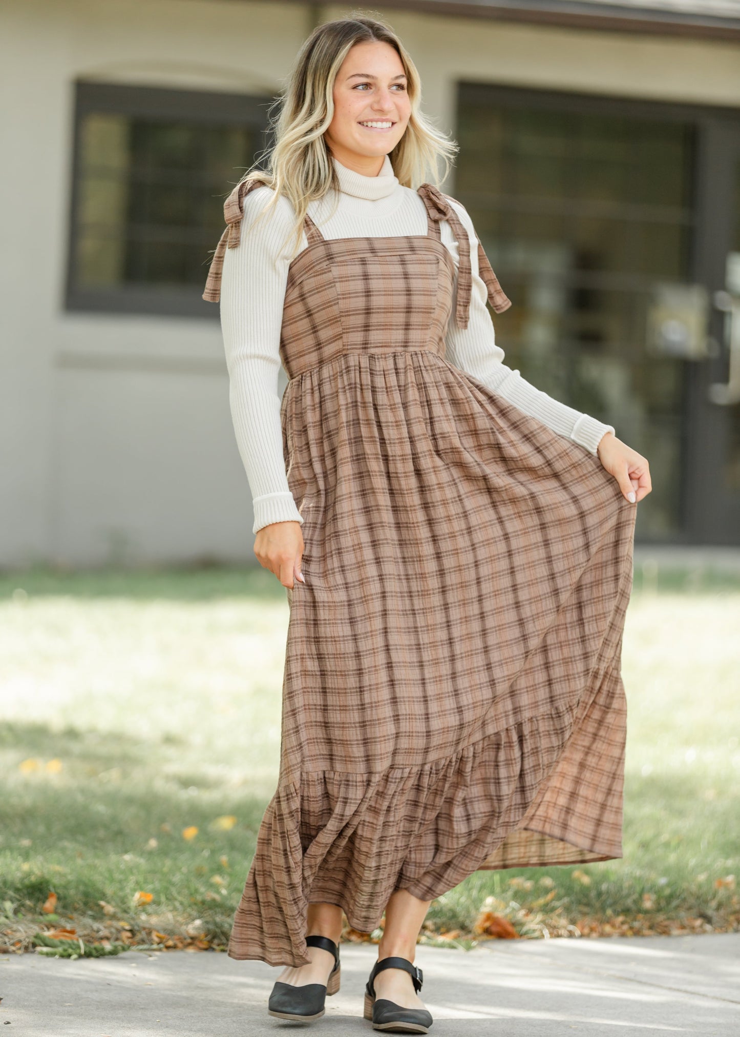 Tartan Plaid Cotton Maxi Dress FF Dresses
