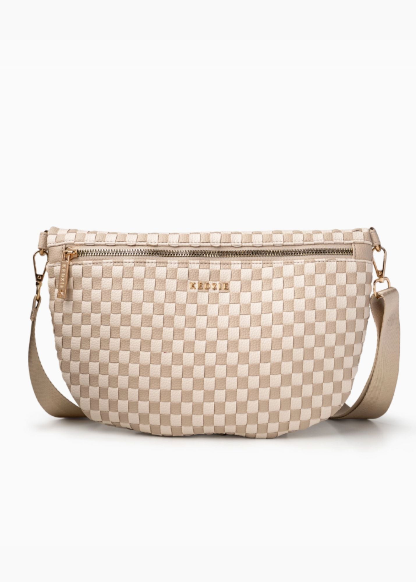 Taupe Check Terrace Woven Crossbody Bag Accessory