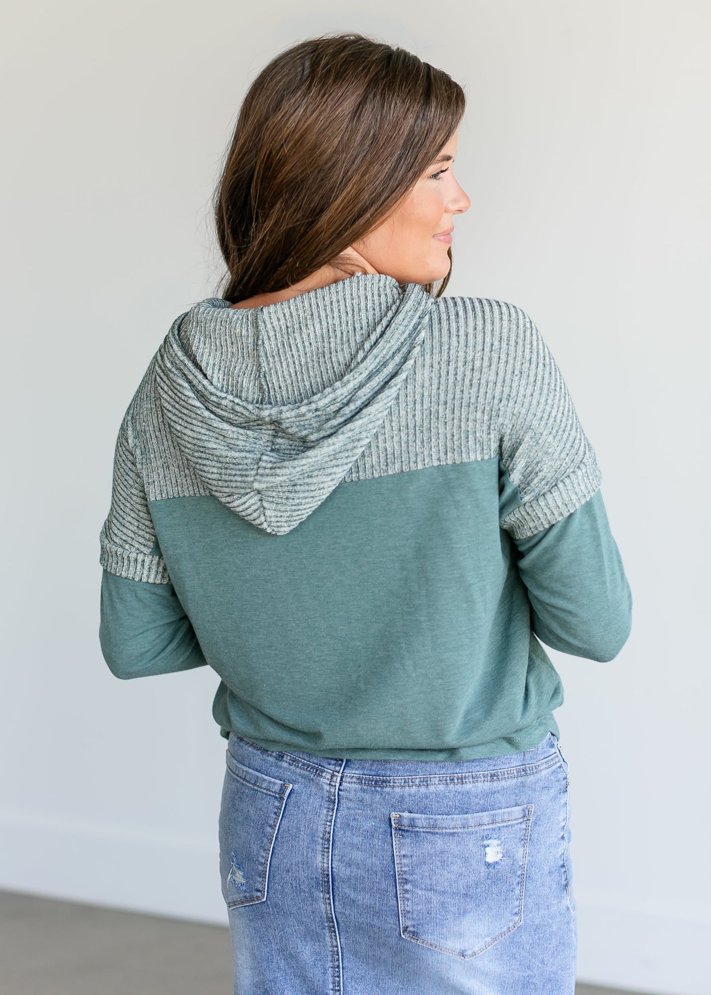 Teal Long Sleeve Lightweight Hoodie FF Tops