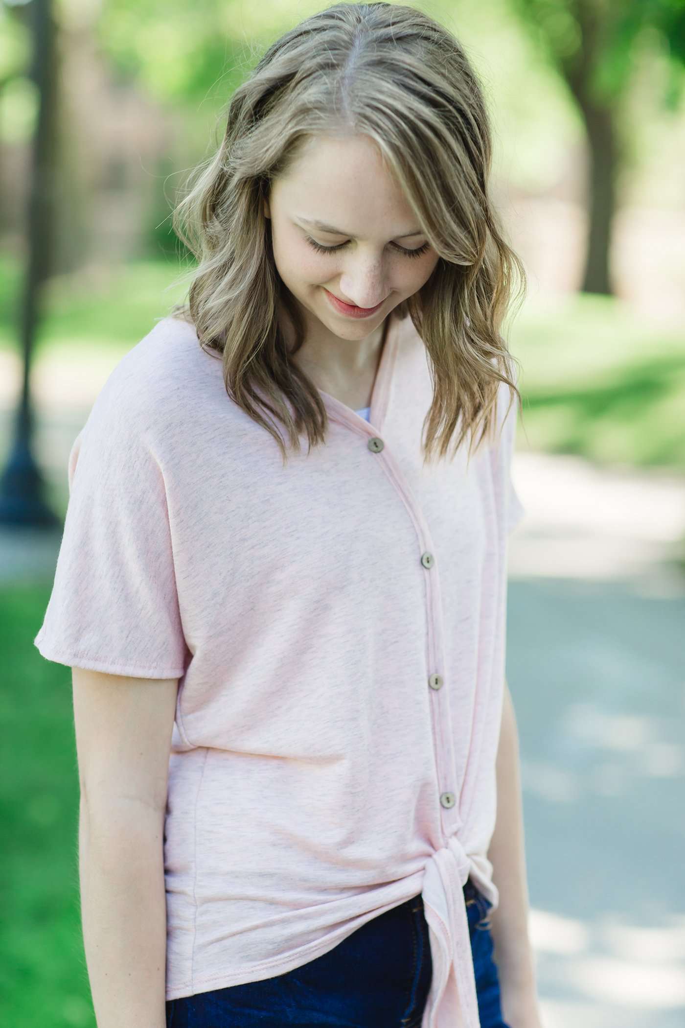 Terry Button Top - FINAL SALE Tops Pink / XS