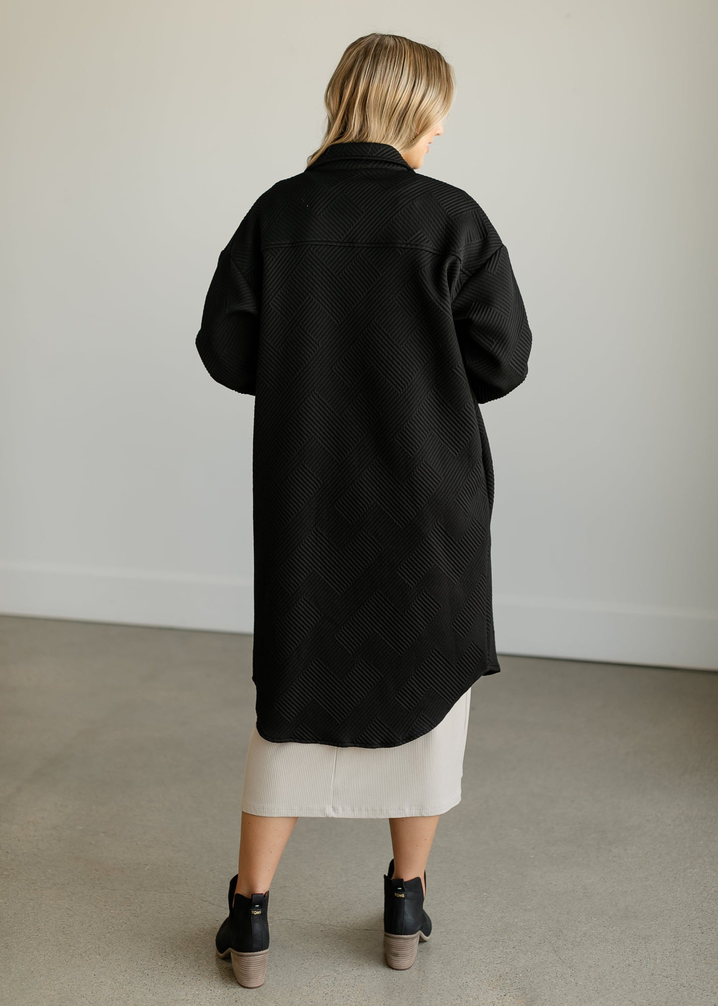 Textured Duster Long Shacket FF Tops