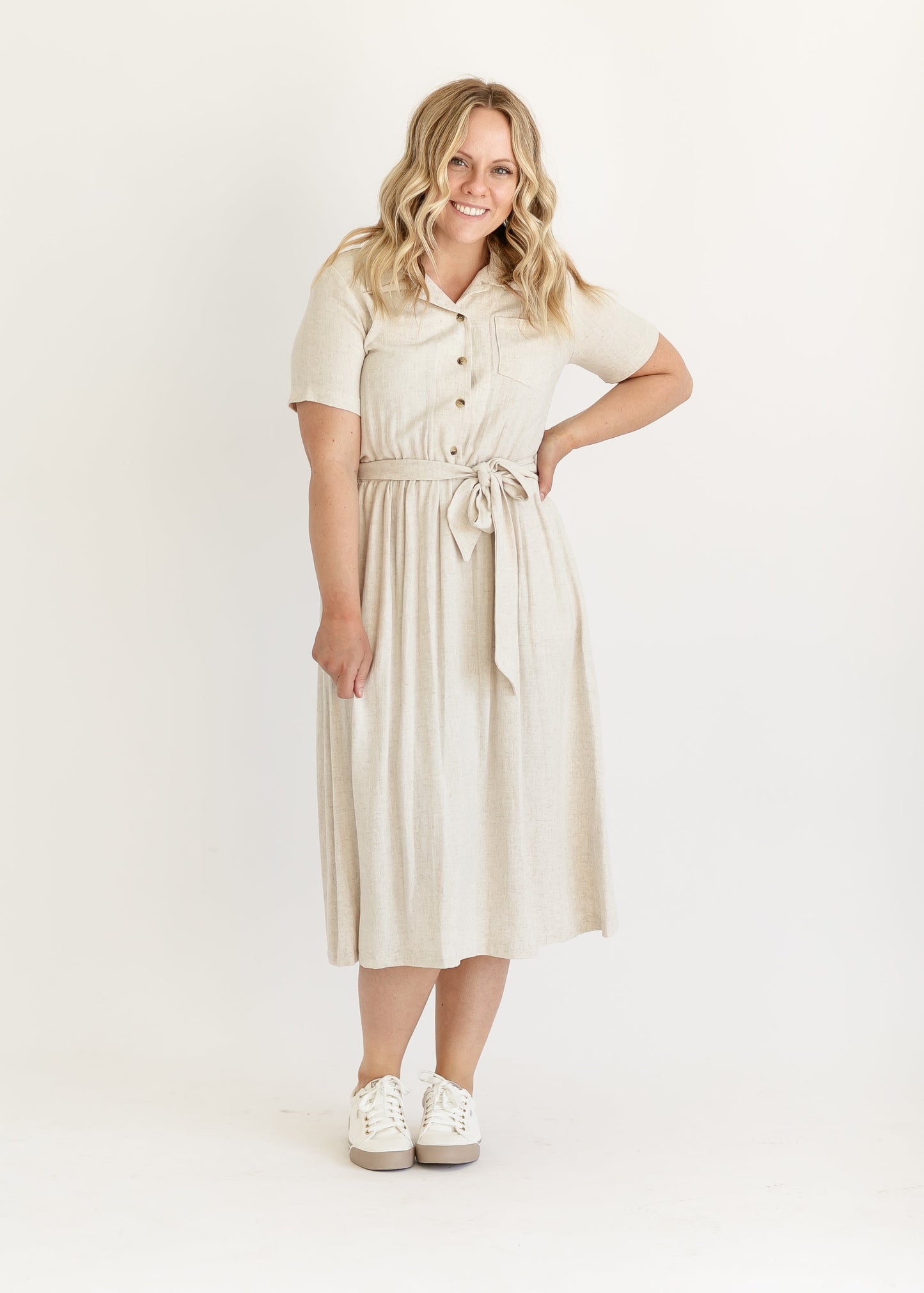 Thea Half Button Belted Shirt Dress FF Dresses