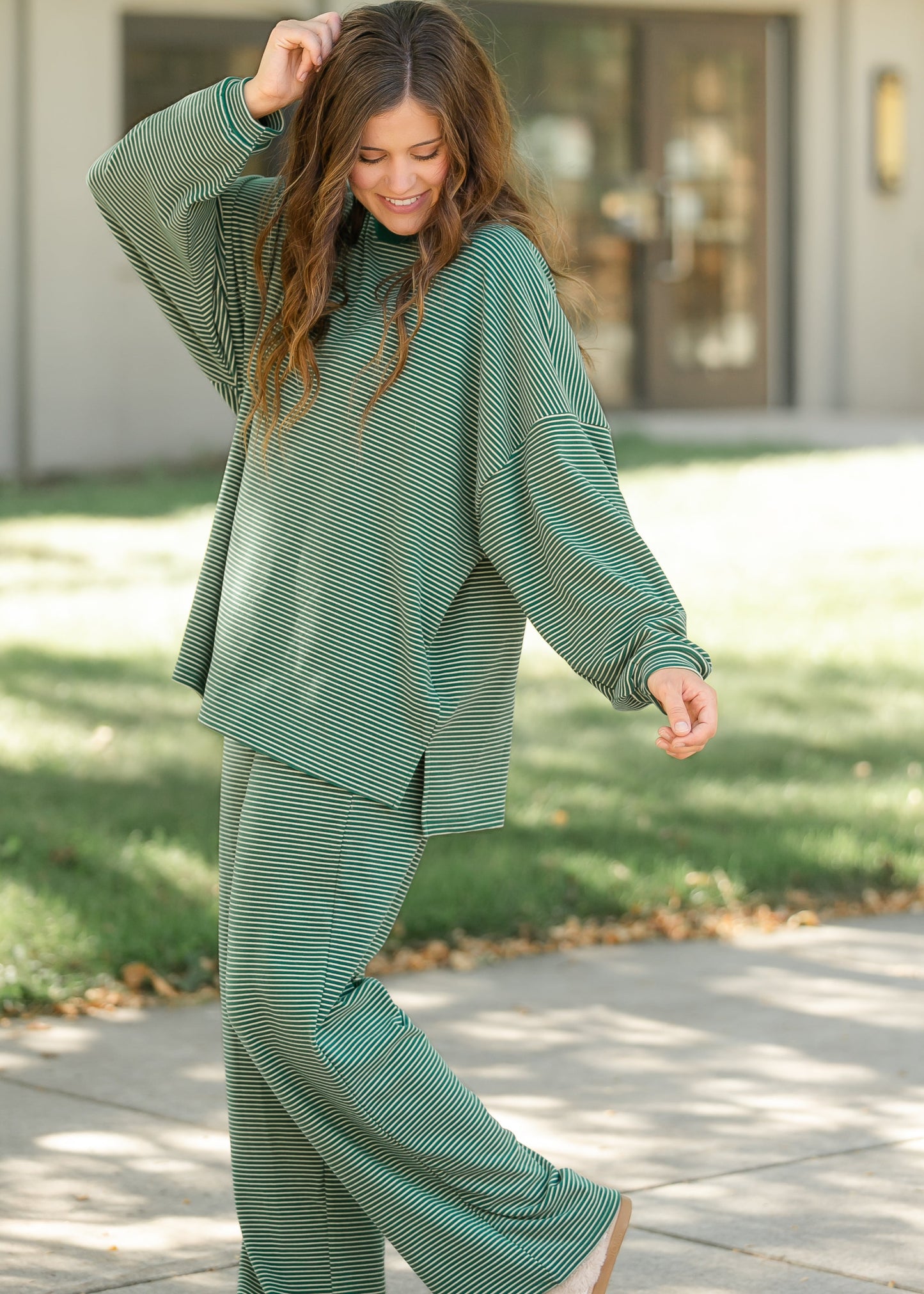 Things Between® Levi Green Striped Top FF Tops