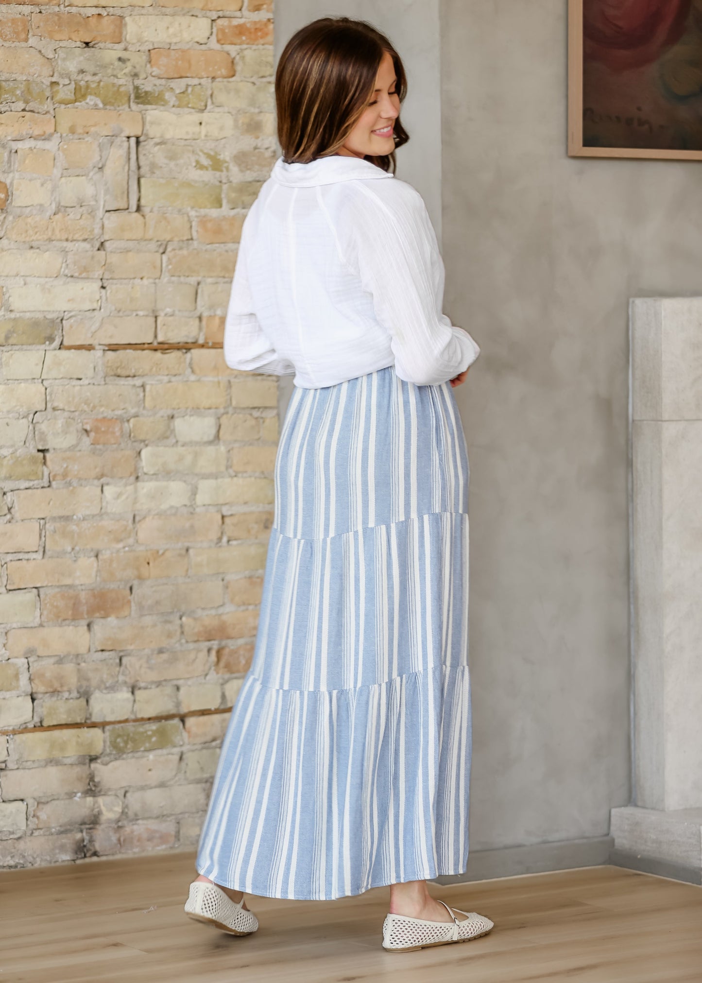 Thread & Supply® Benny Linen Blend Striped Skirt FF Skirts
