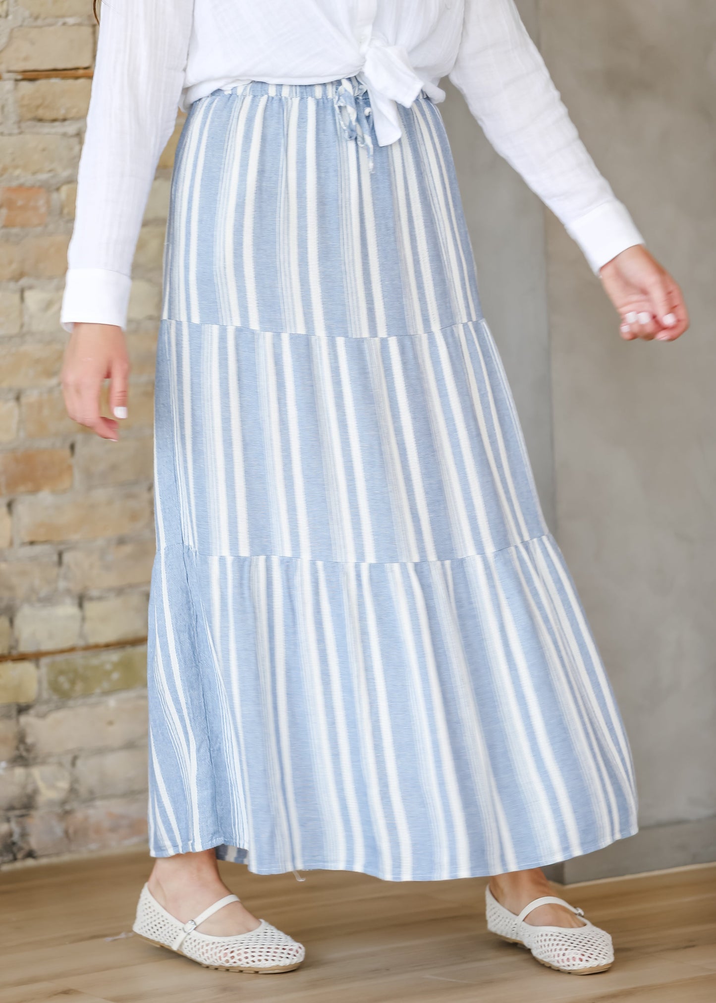 Thread & Supply® Benny Linen Blend Striped Skirt FF Skirts