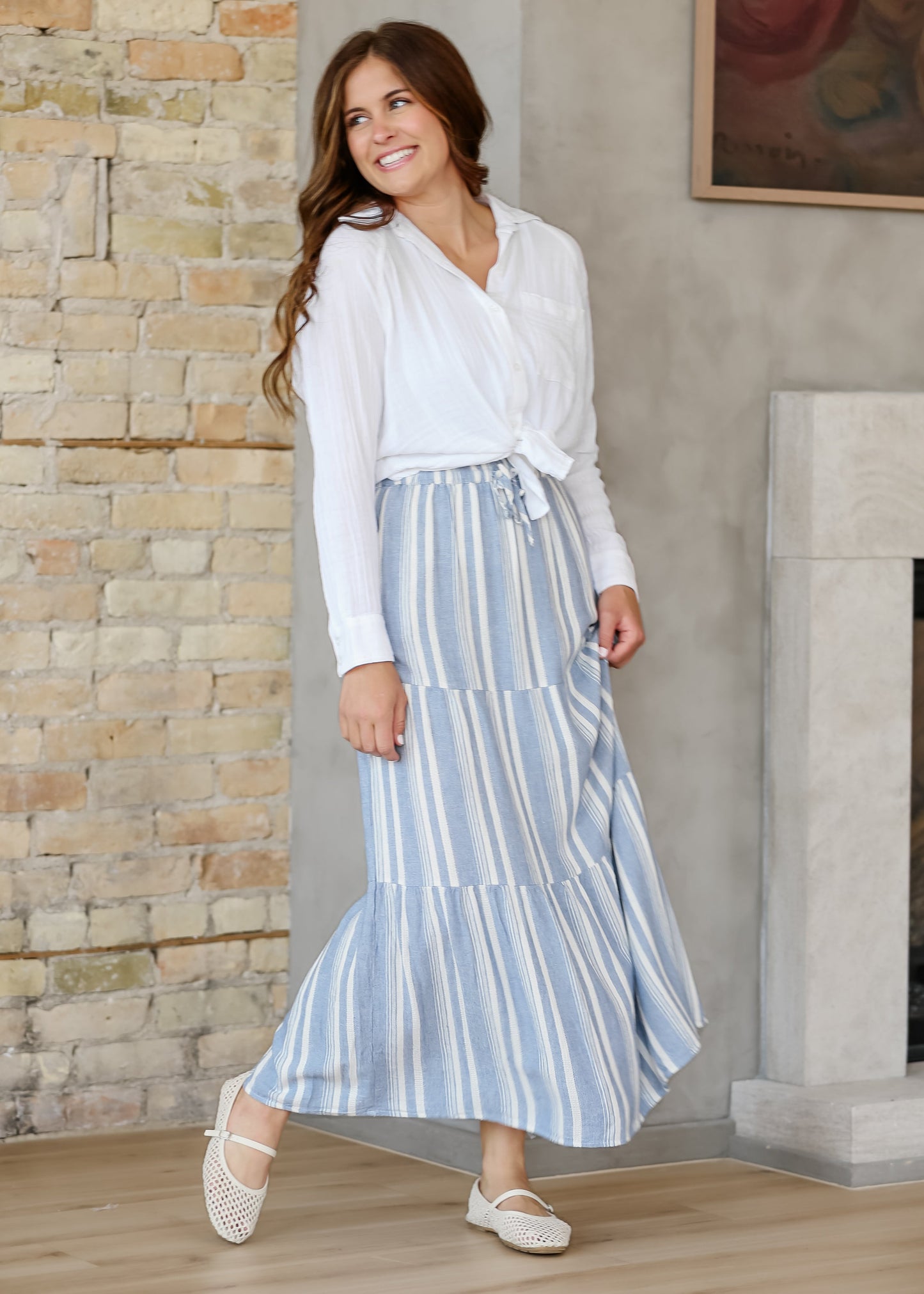 Thread & Supply® Benny Linen Blend Striped Skirt FF Skirts