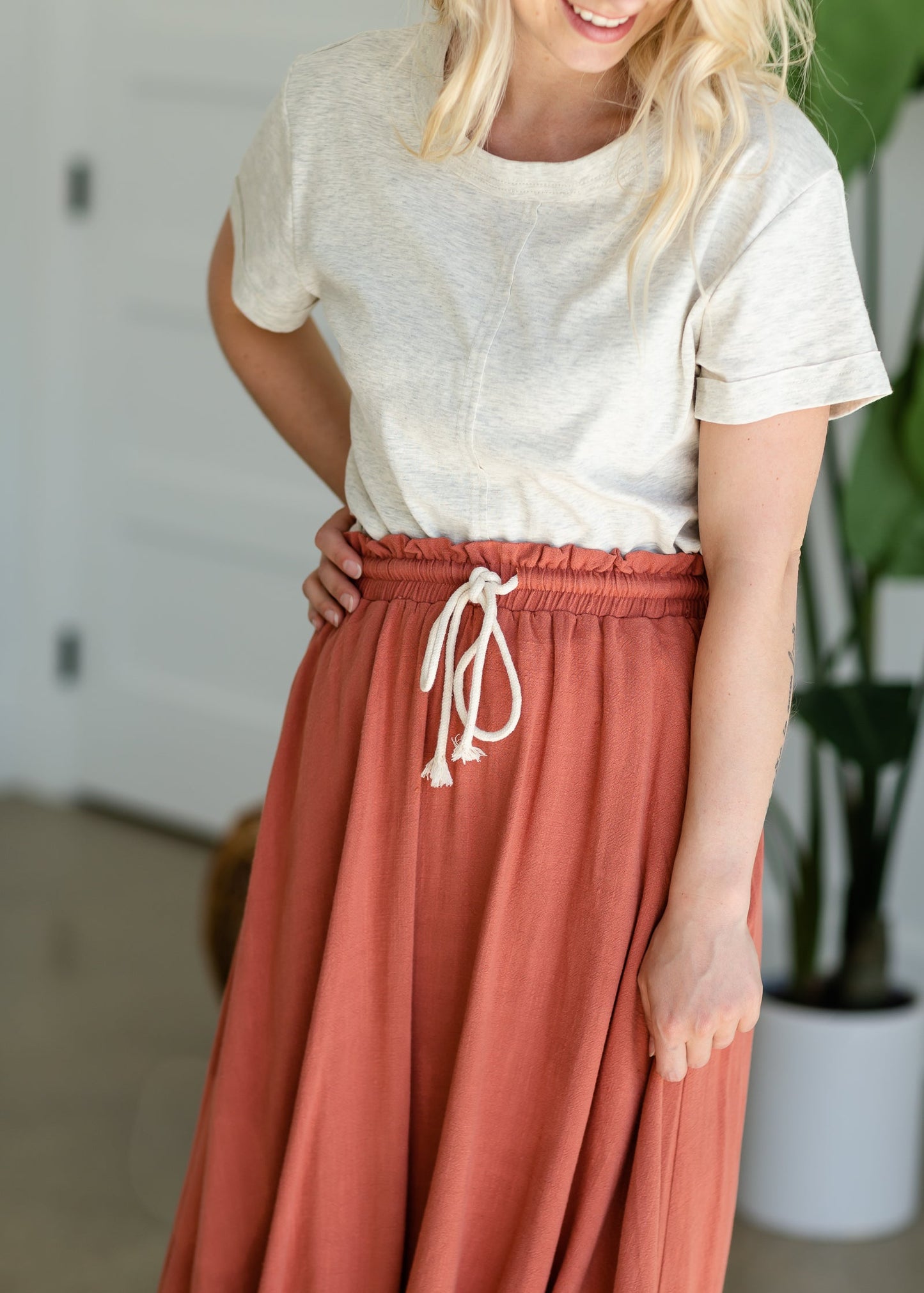 Tie Waist Knit Maxi Skirt Skirts