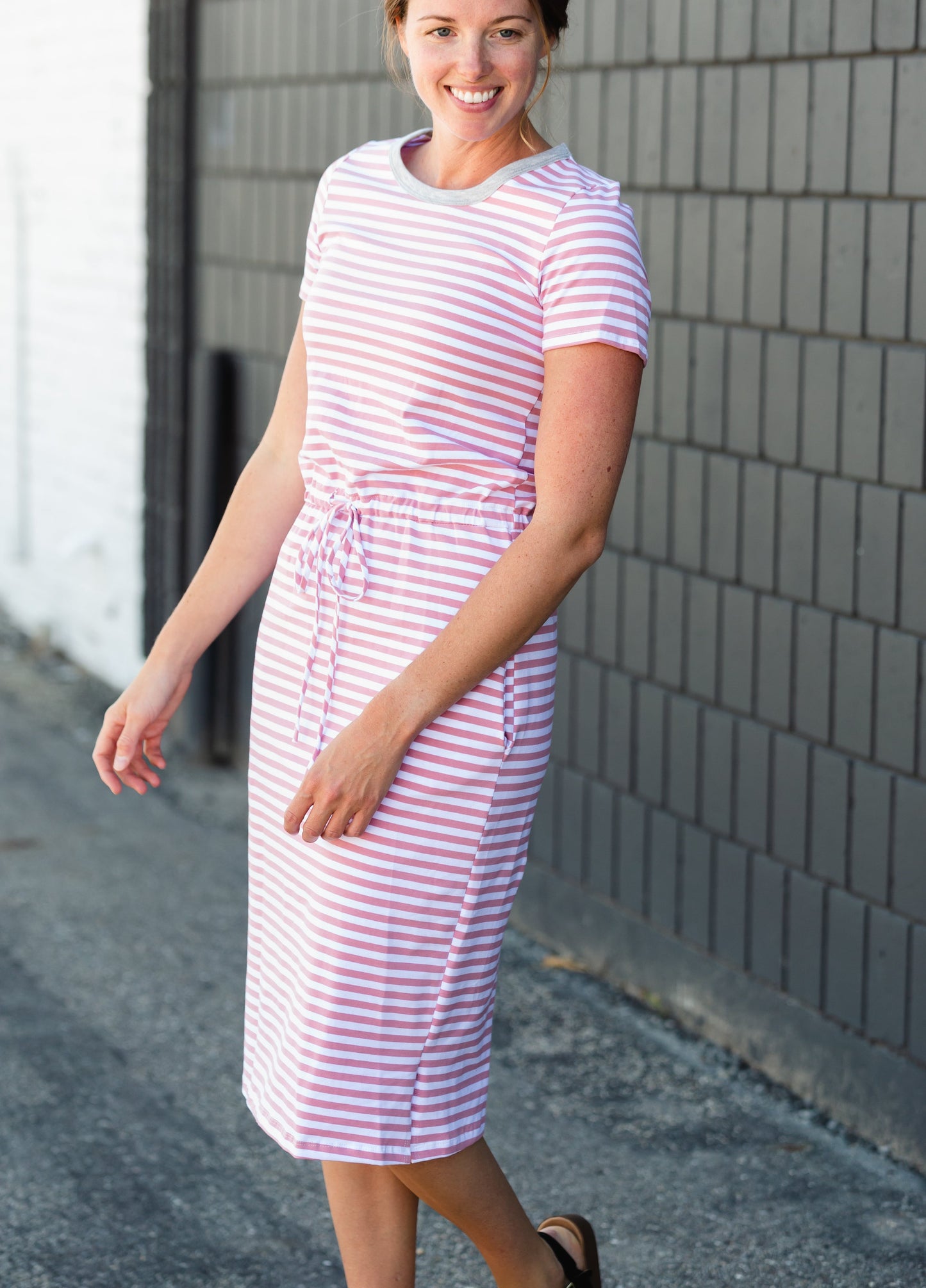 Tied Waist Striped Midi Dress - FINAL SALE Dresses