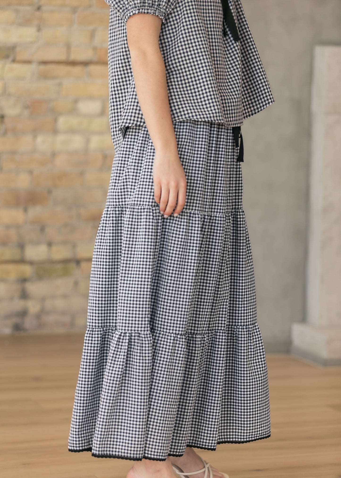 Tiered Gingham Maxi Skirt FF Skirts