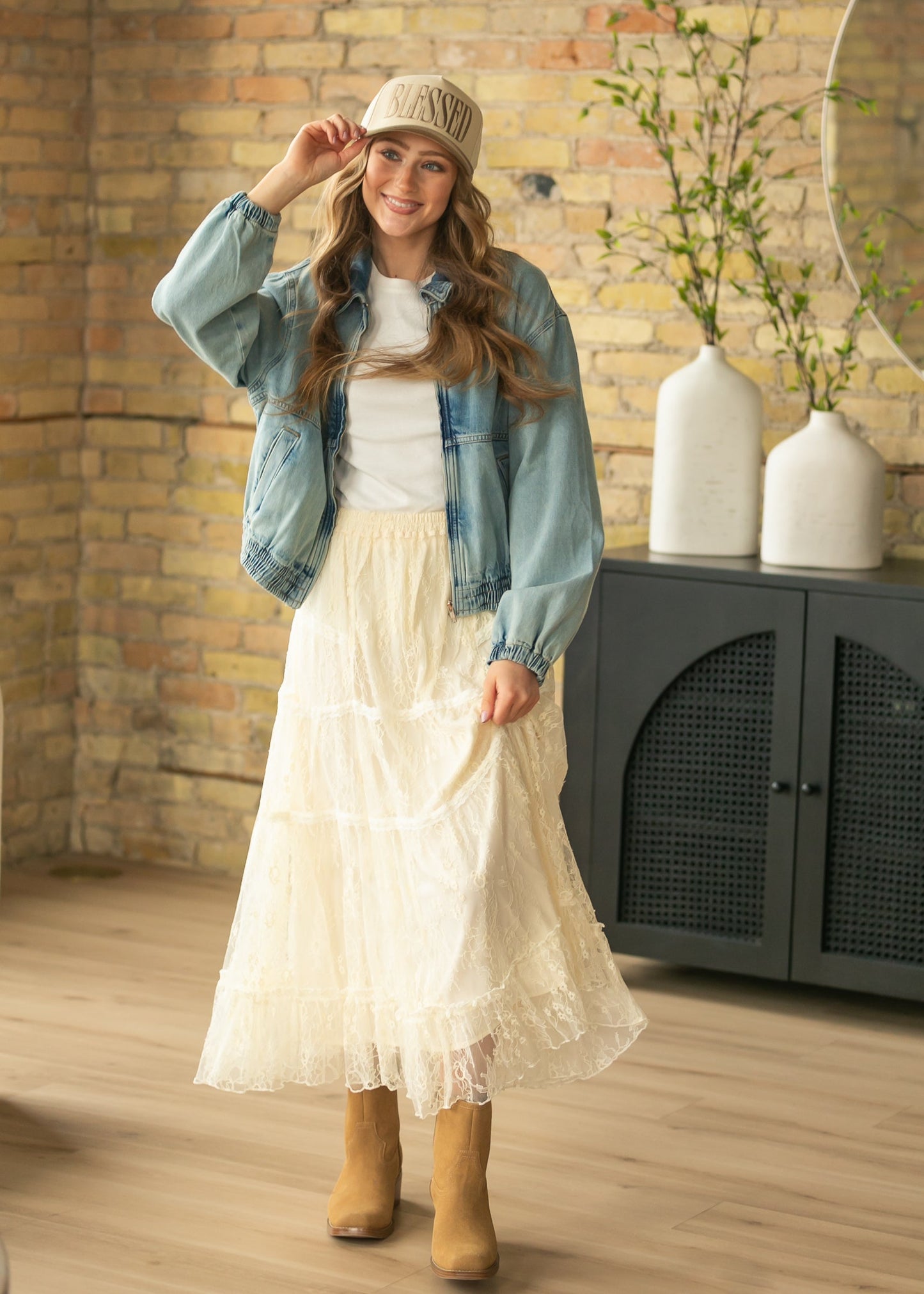 Tiered Lace Midi Skirt FF Skirts