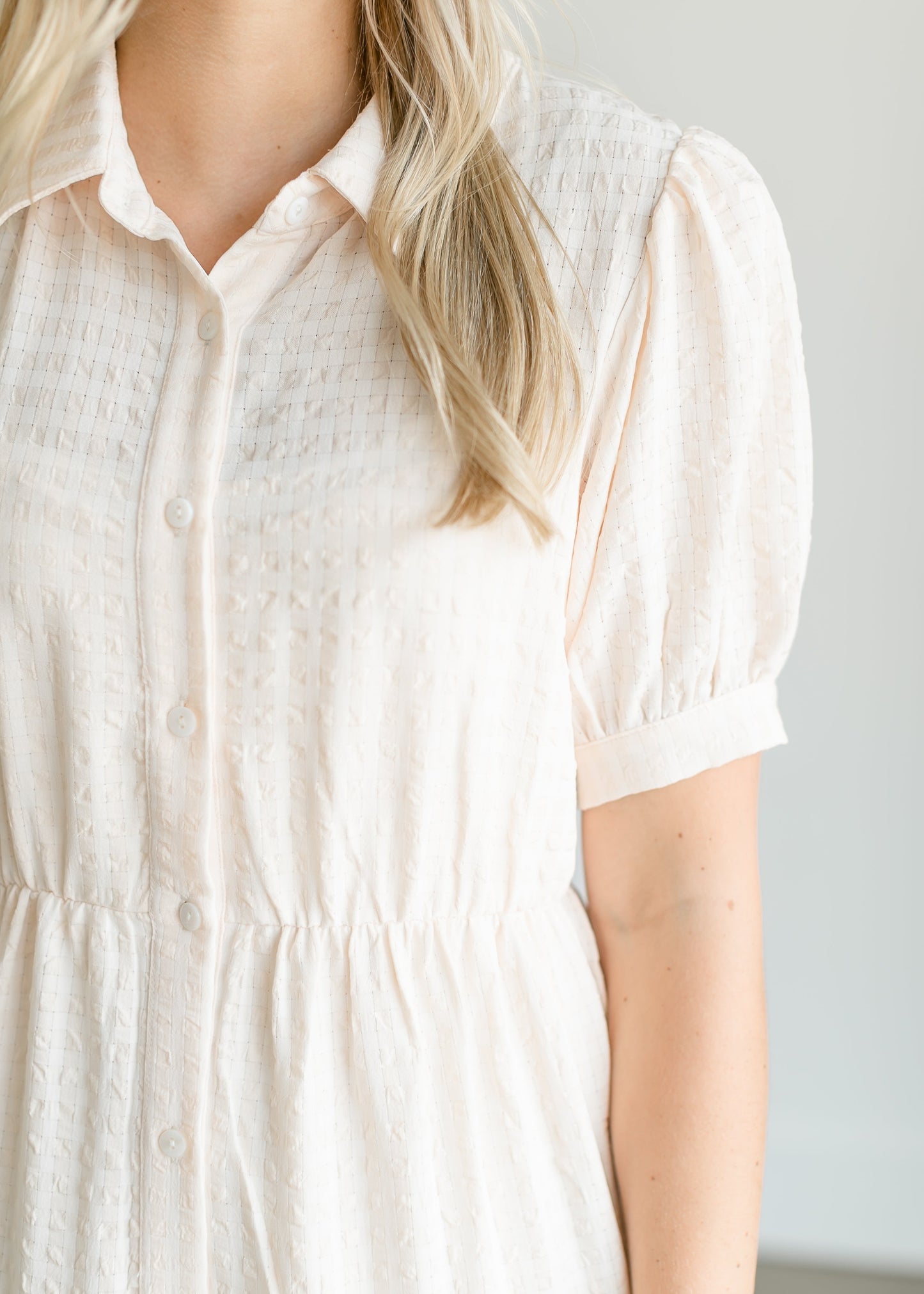 Tiered Short Sleeve Midi Shirtdress Dresses