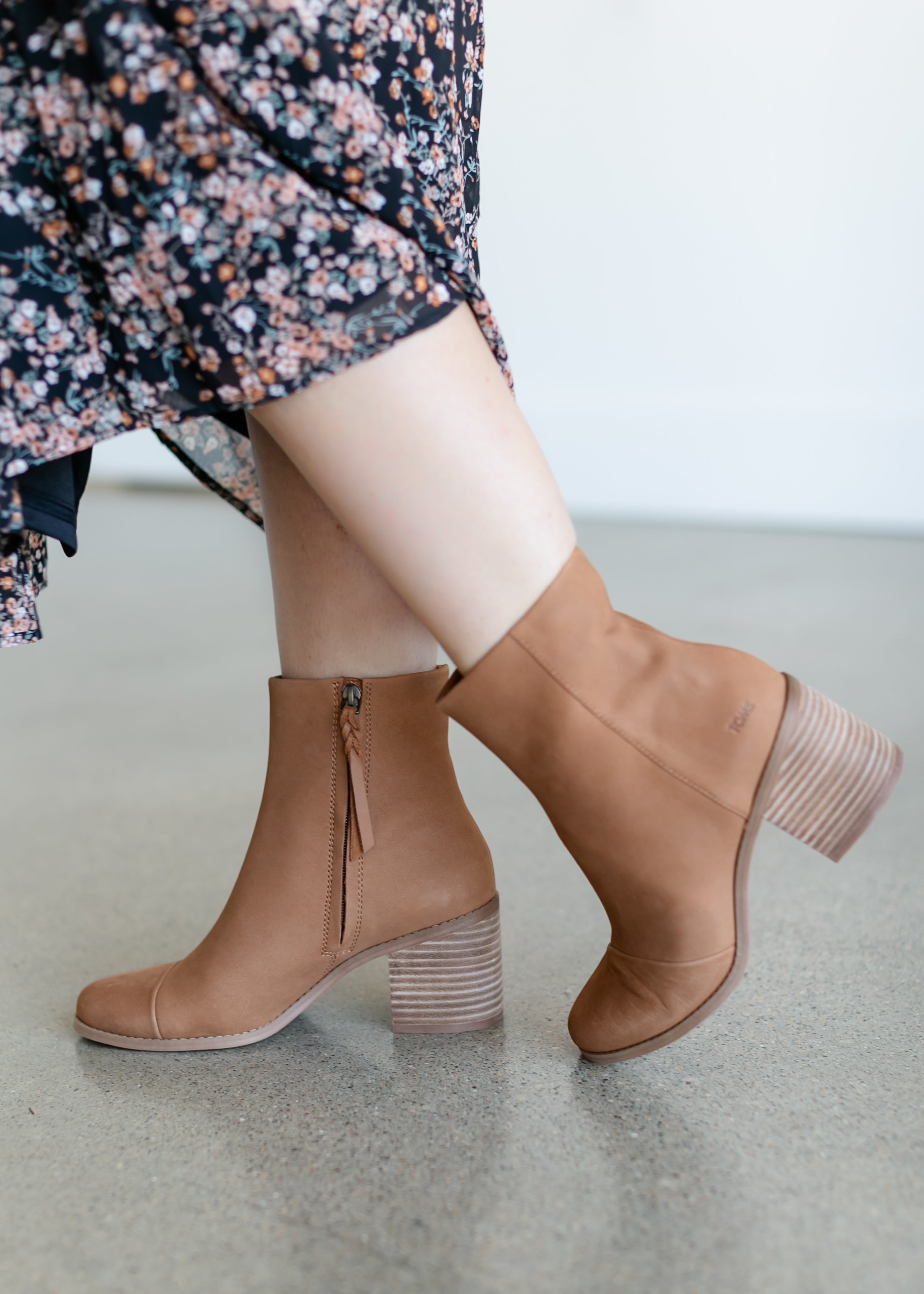 Toms Evelyn Leather Heeled Ankle Boot - FINAL SALE â Inherit Co.