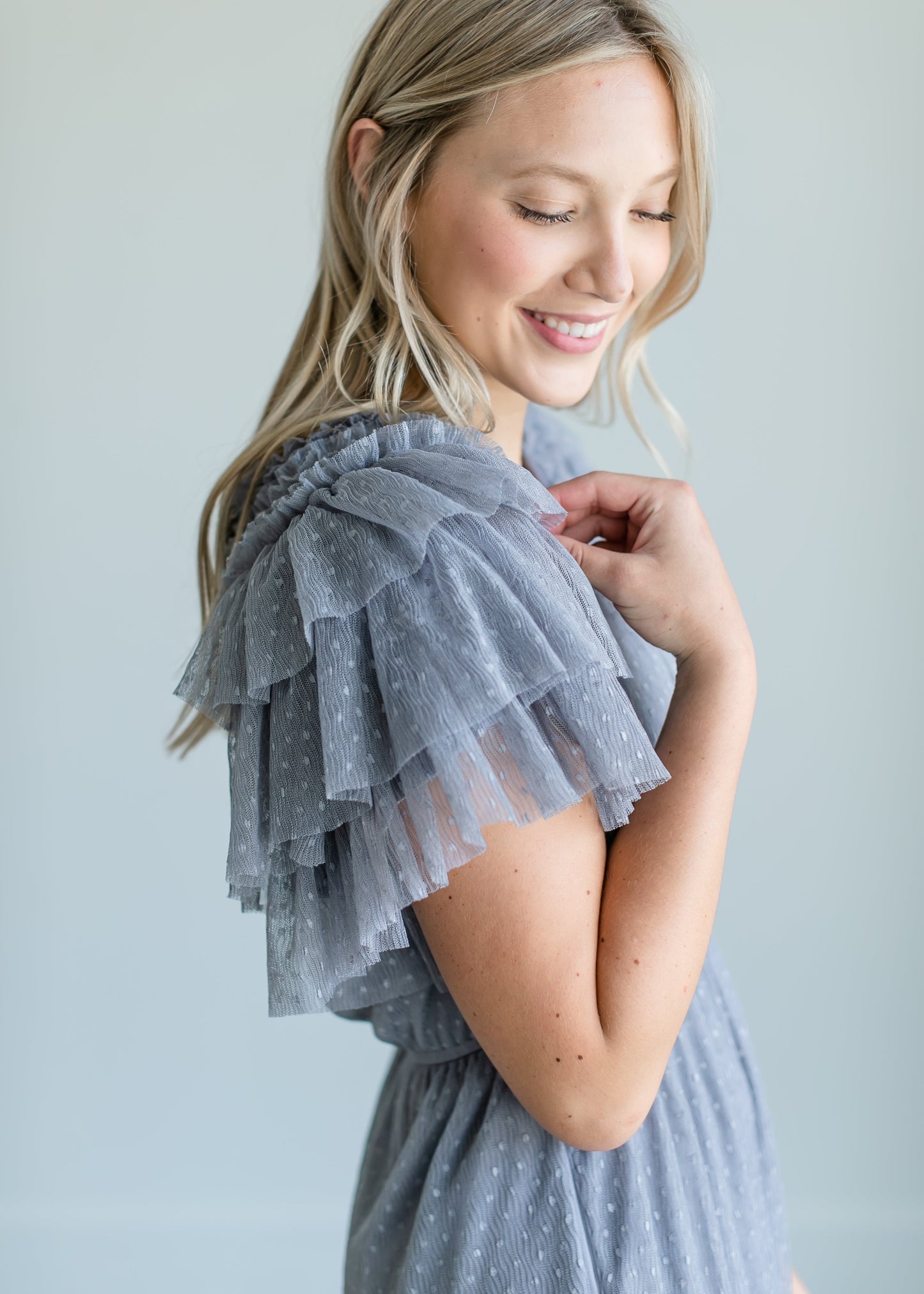 Tulle Tiered Ruffle Midi Dress Dresses