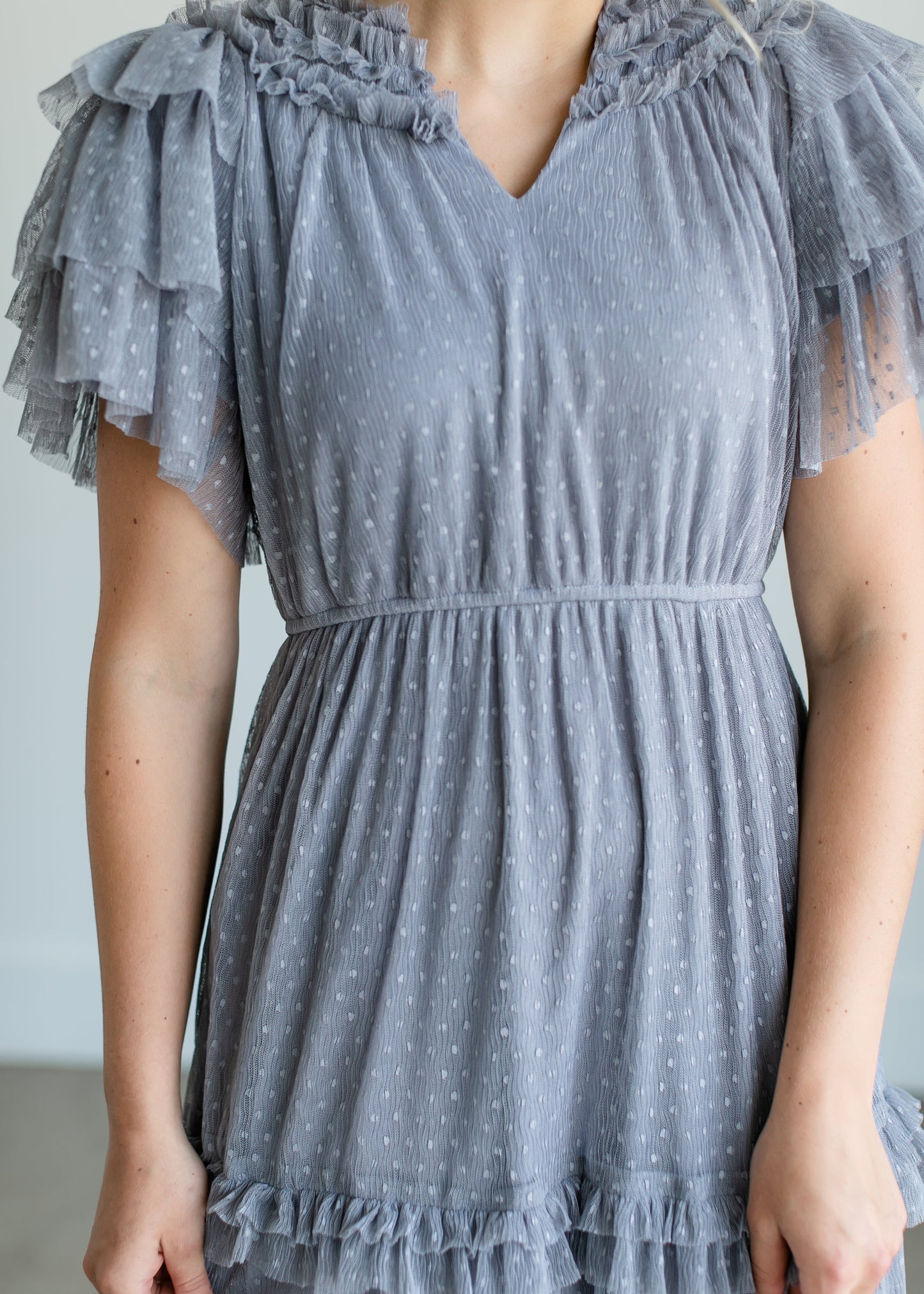 Tulle Tiered Ruffle Midi Dress Dresses
