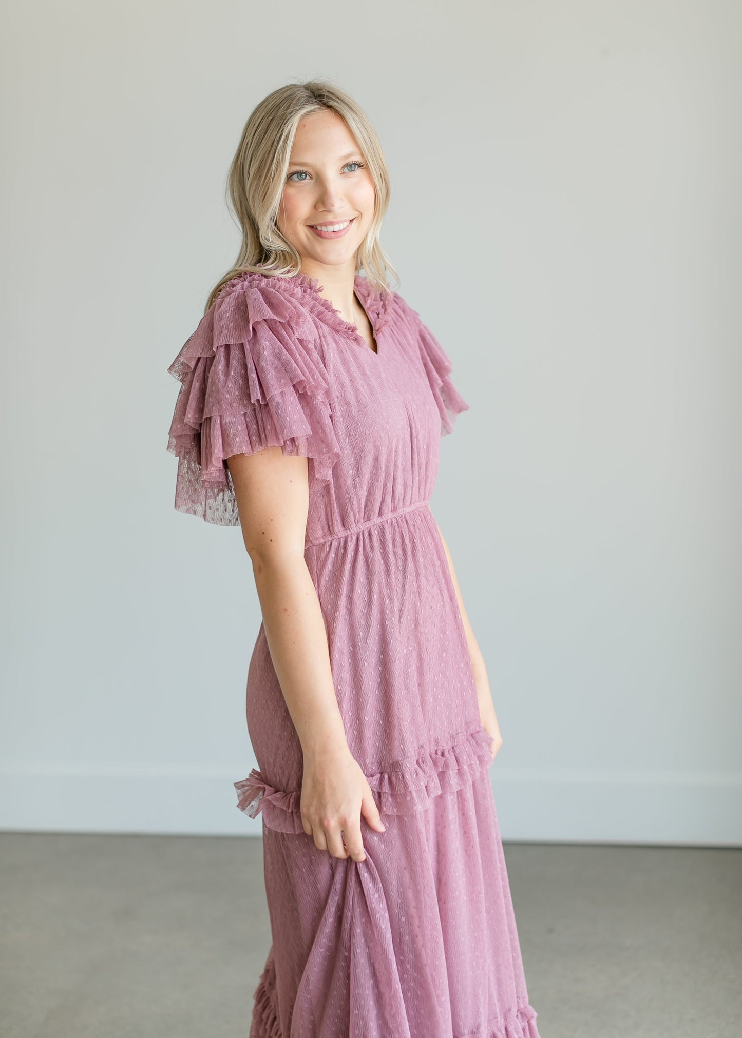 Tulle Tiered Ruffle Midi Dress Dresses