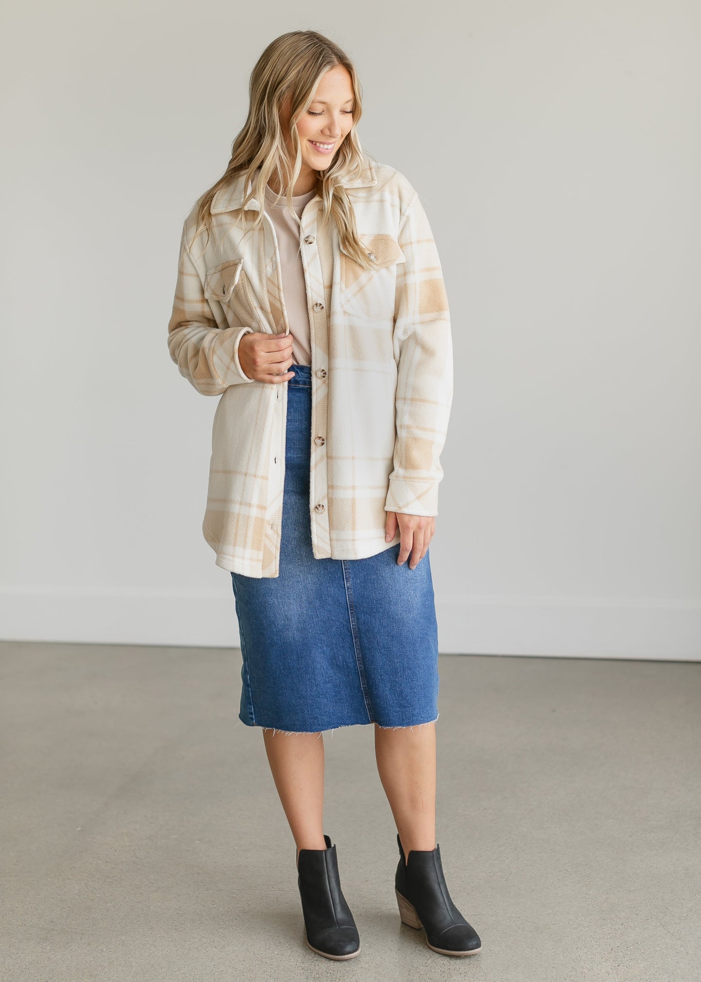 Tullis Cream & Tan Plaid Jacket FF Tops