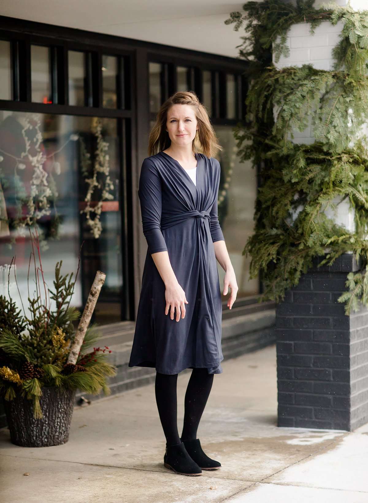 Twist Front Midi Dress-FINAL SALE Dresses