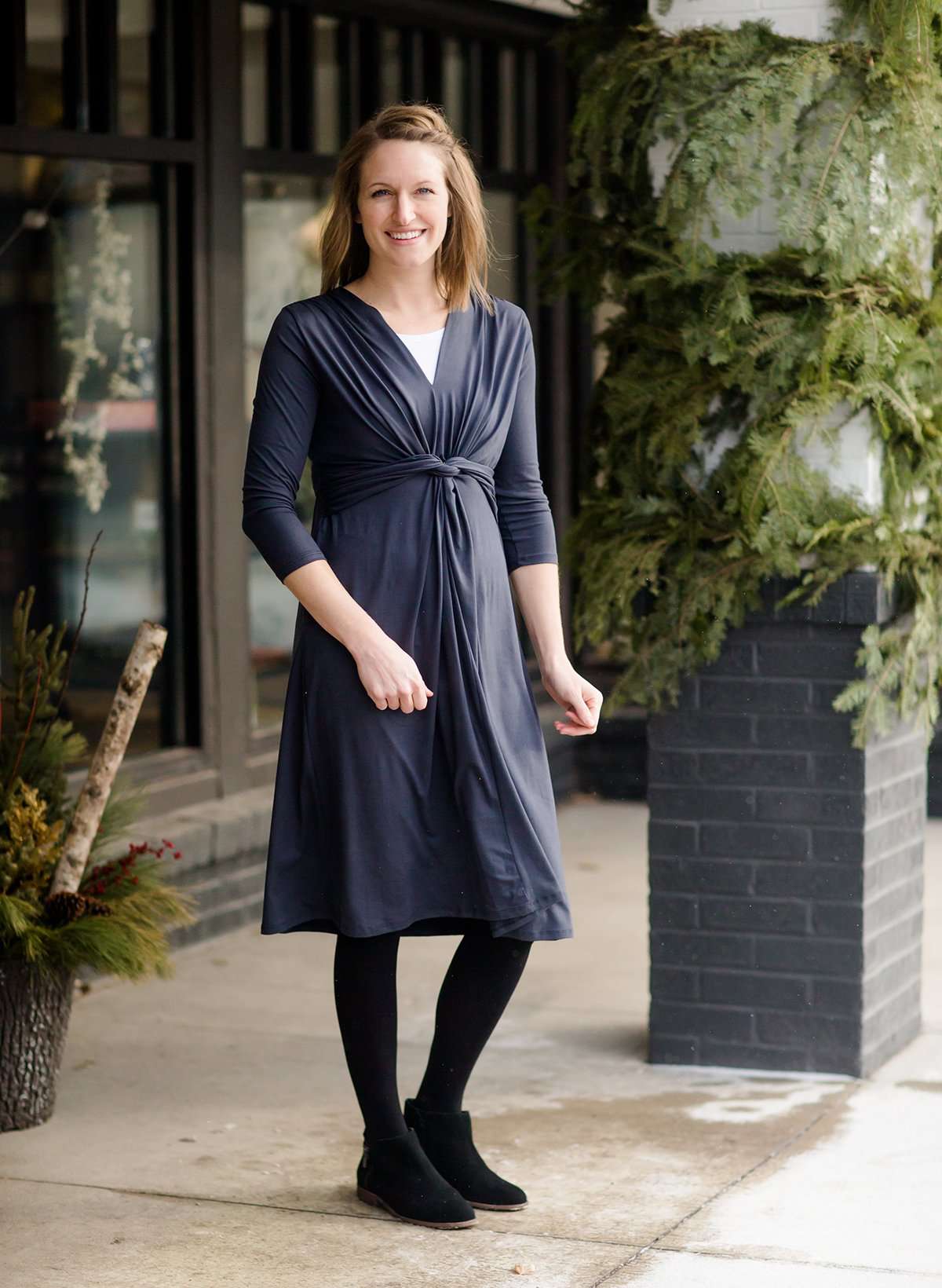Twist Front Midi Dress-FINAL SALE Dresses
