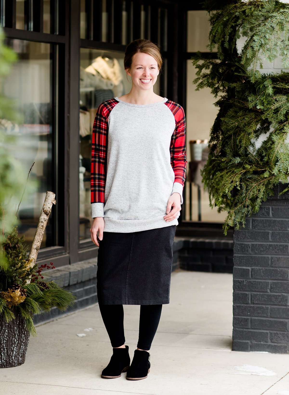 Two Tone Plaid Sweater - FINAL SALE Tops