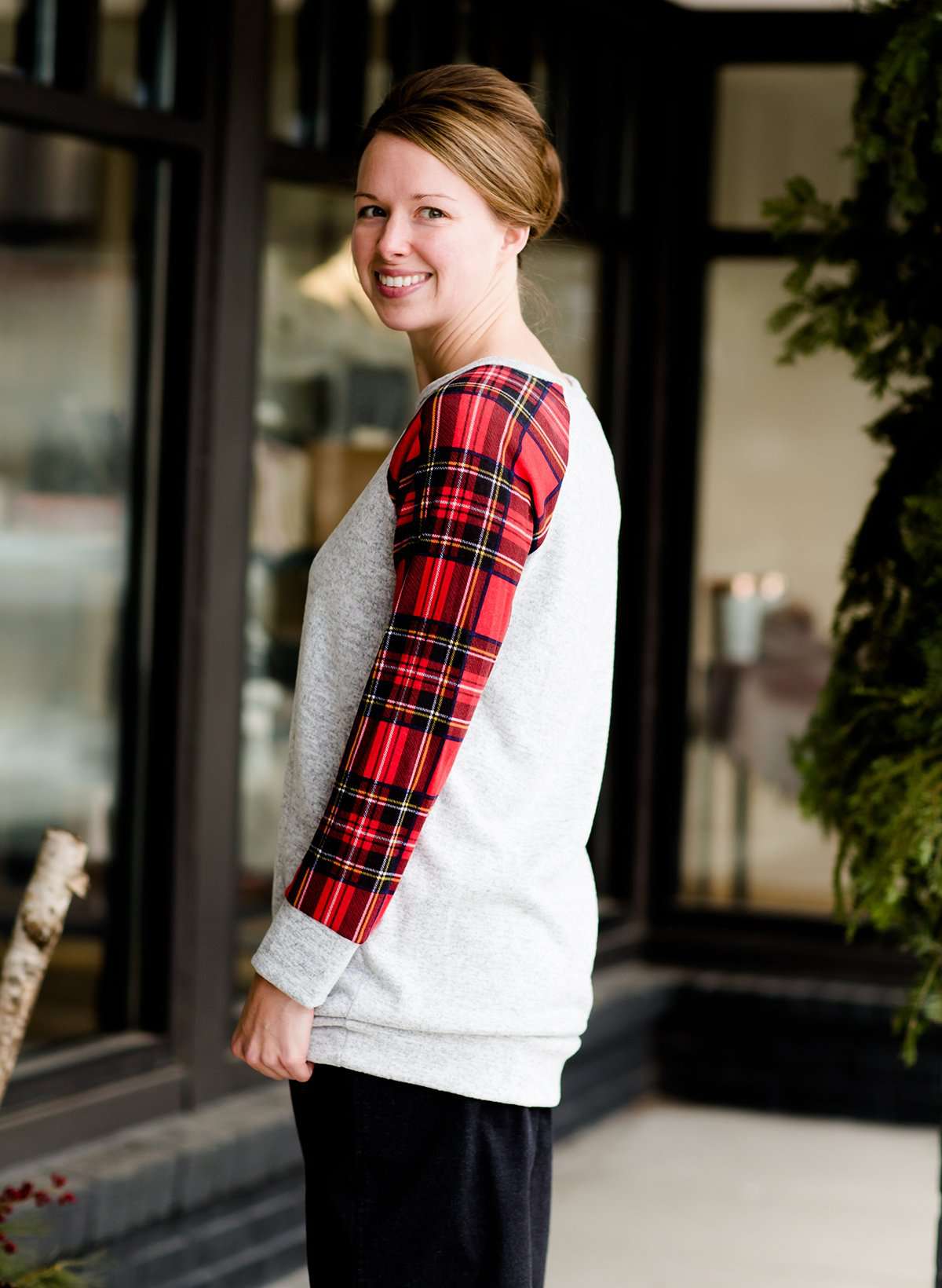Two Tone Plaid Sweater - FINAL SALE Tops