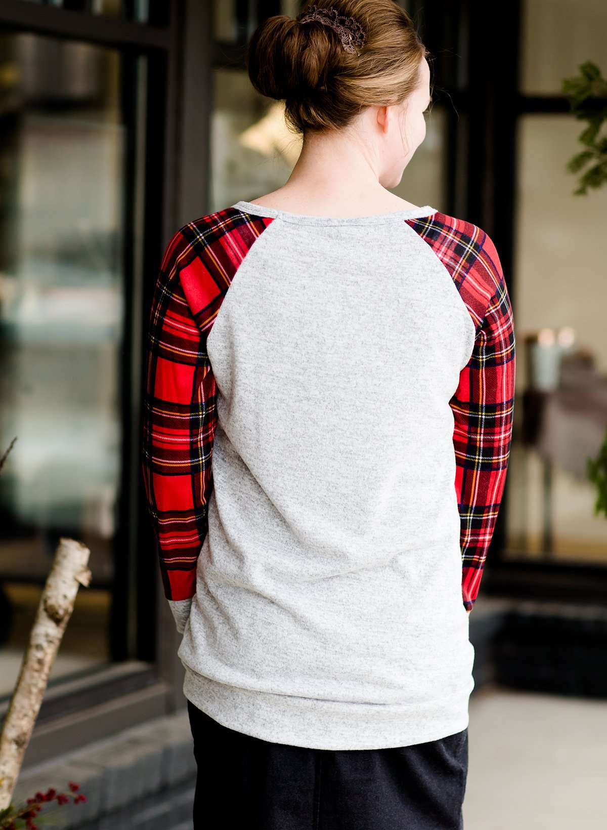 Two Tone Plaid Sweater - FINAL SALE Tops