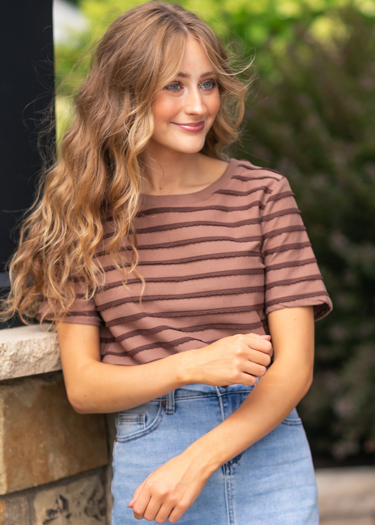 Two Tone Stripe Top FF Tops