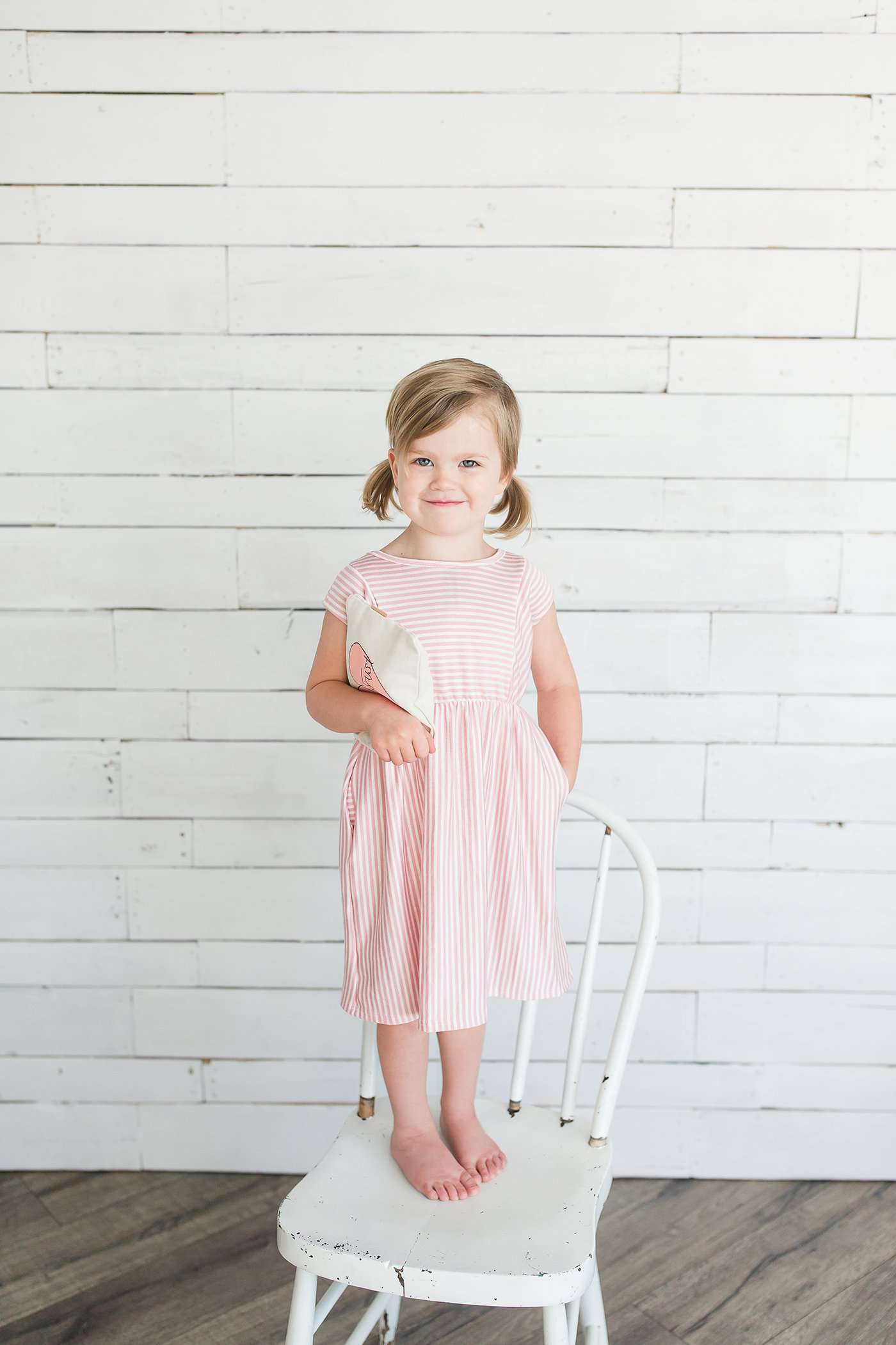 Two-Tone Striped Midi Dress - FINAL SALE Dresses Rose / 2T