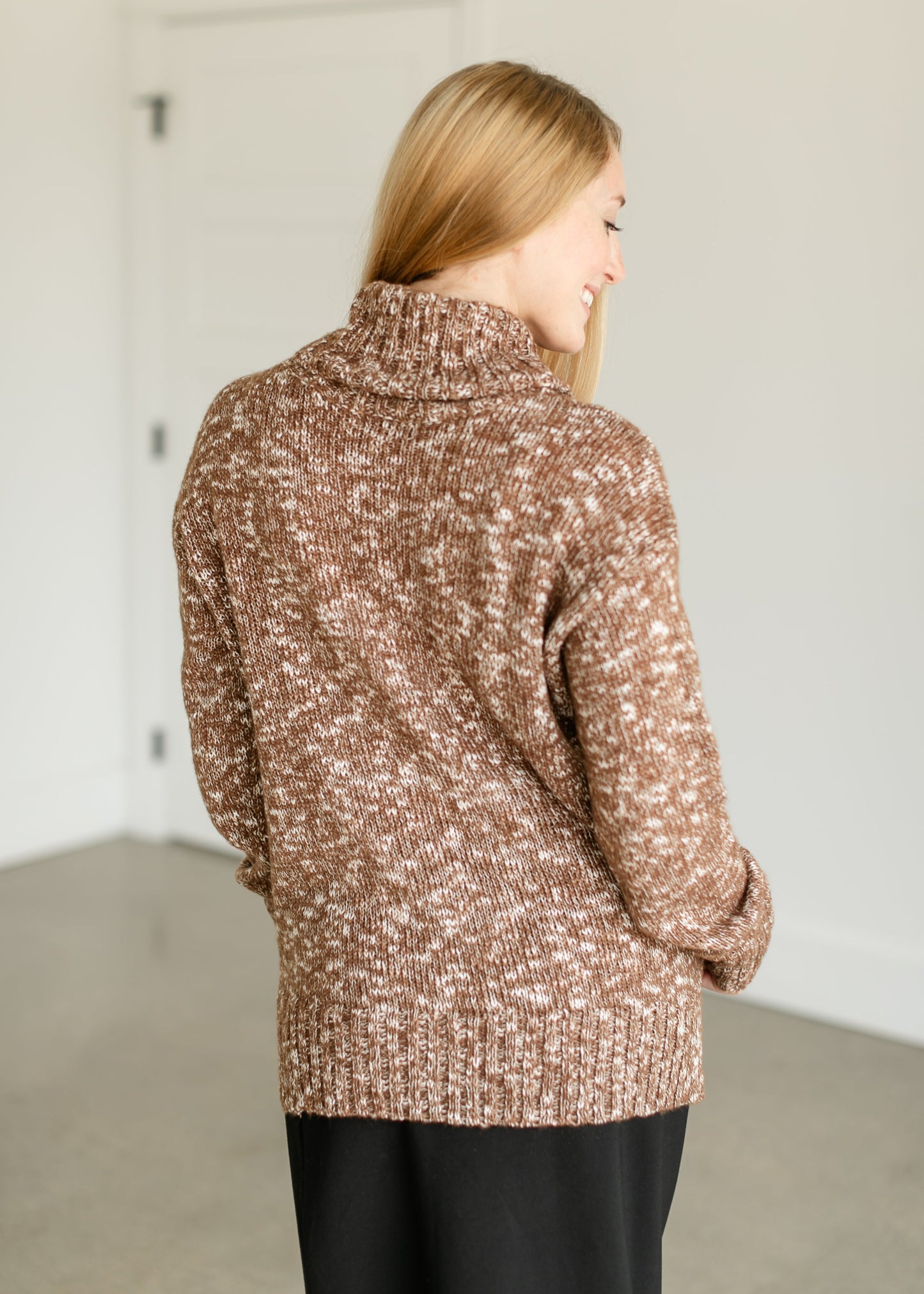 Two Tone Turtleneck Sweater FF Tops