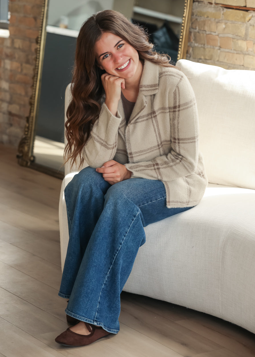 Ultra Soft Plaid Double Button Coat FF Layering Essentials