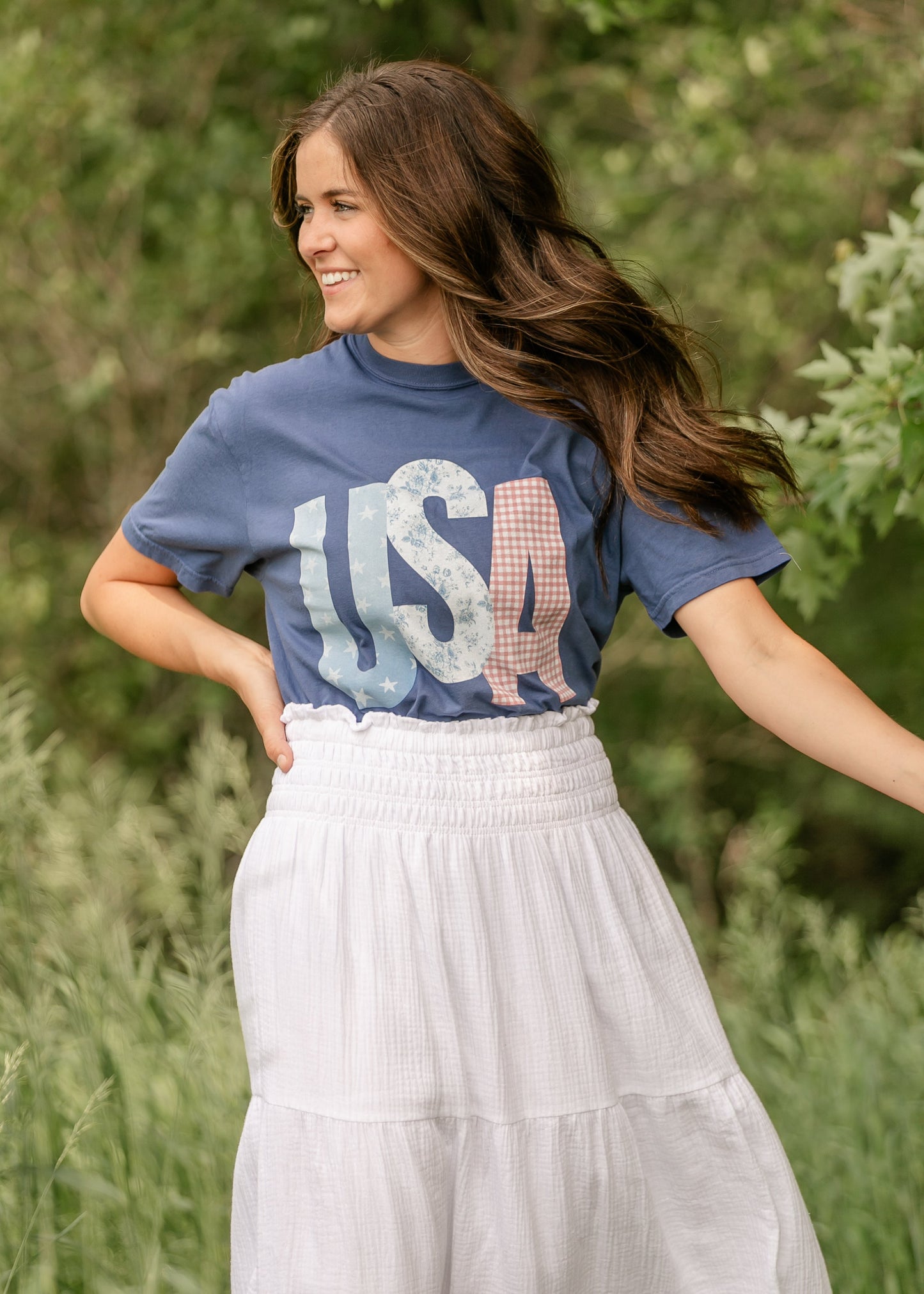 USA Picnic Patchwork T-shirt FF Tops