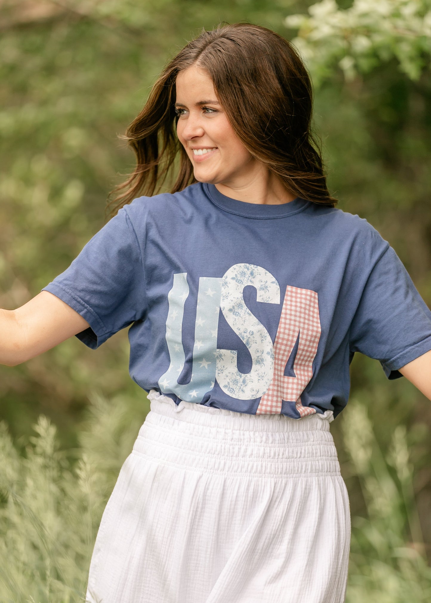 USA Picnic Patchwork T-shirt FF Tops