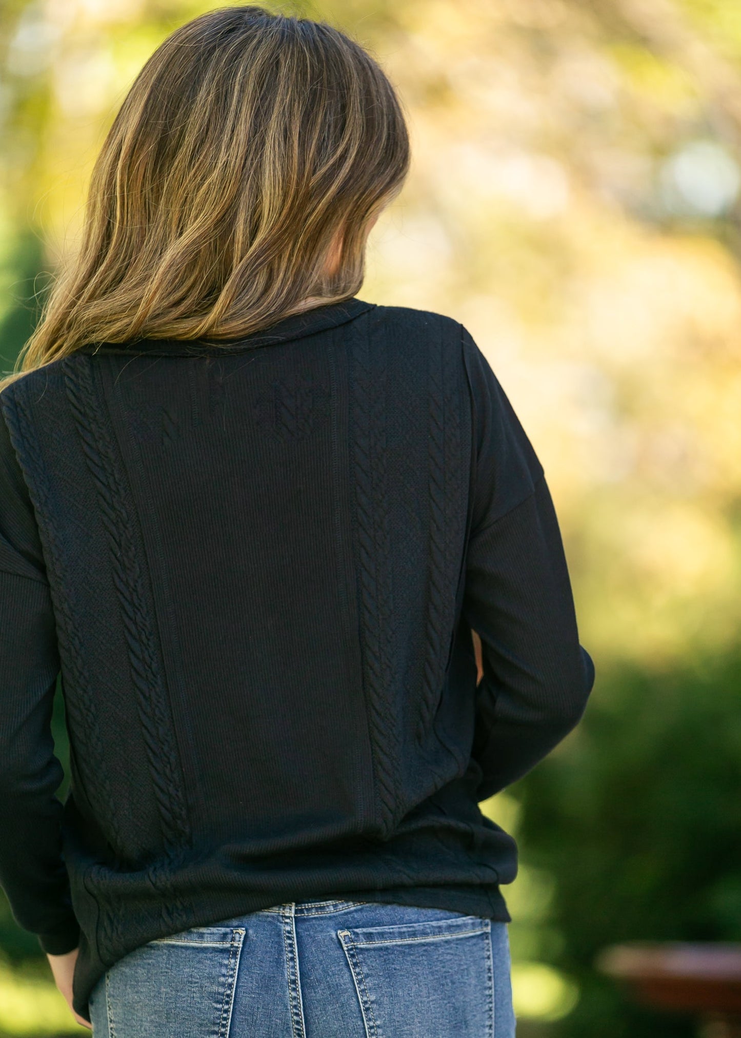 V-Neck Button Down Henley Knit Top FF Tops