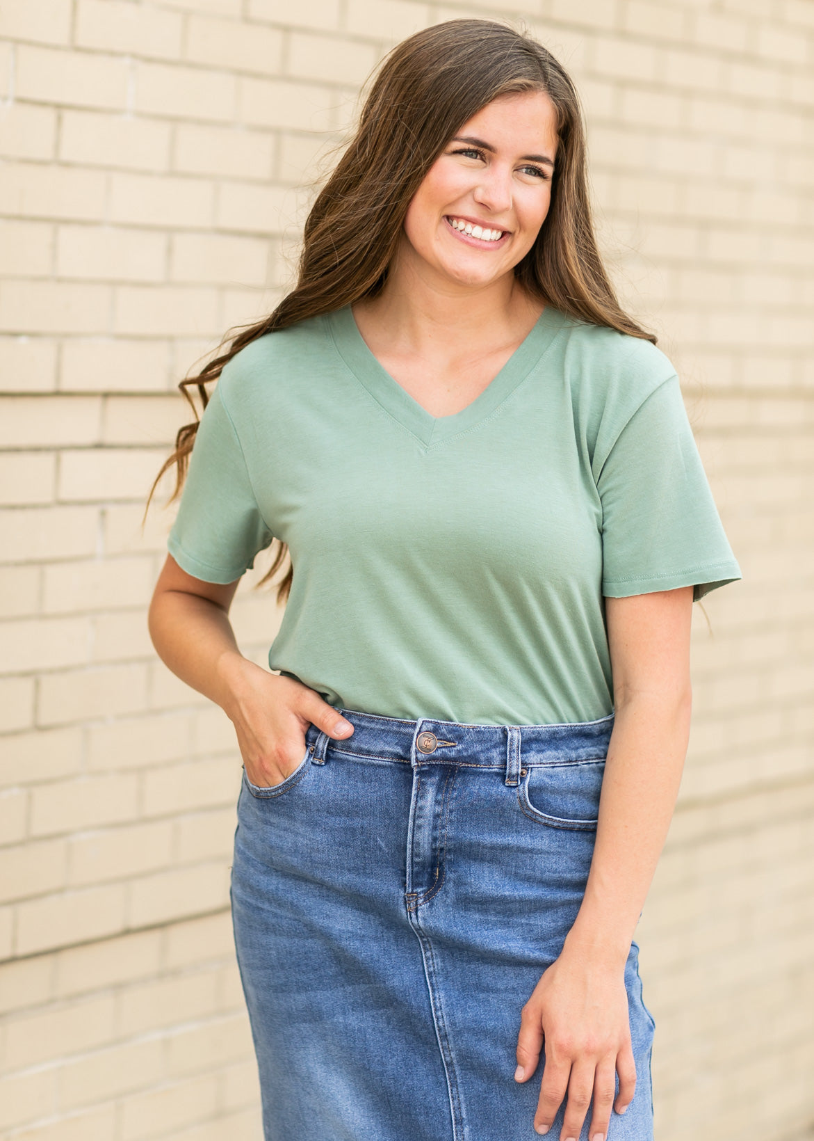 V-Neck Short Sleeve Top Tops