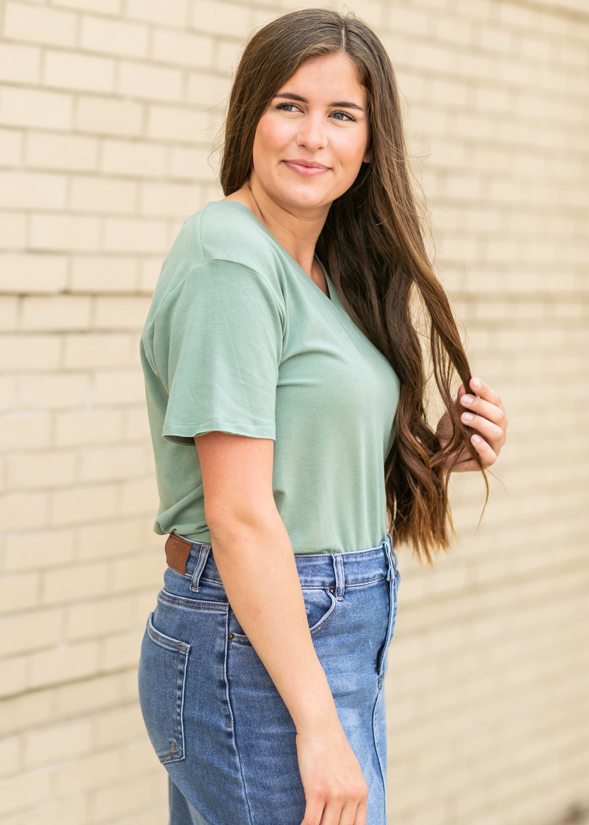V-Neck Short Sleeve Top Tops