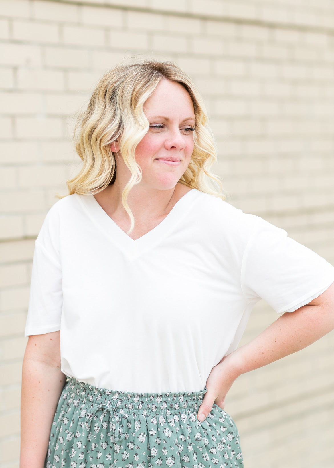 V-Neck Short Sleeve Top Tops