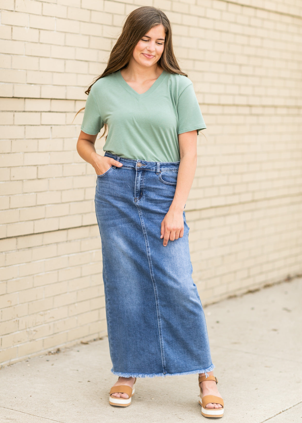 V-Neck Short Sleeve Top Tops Sage / S