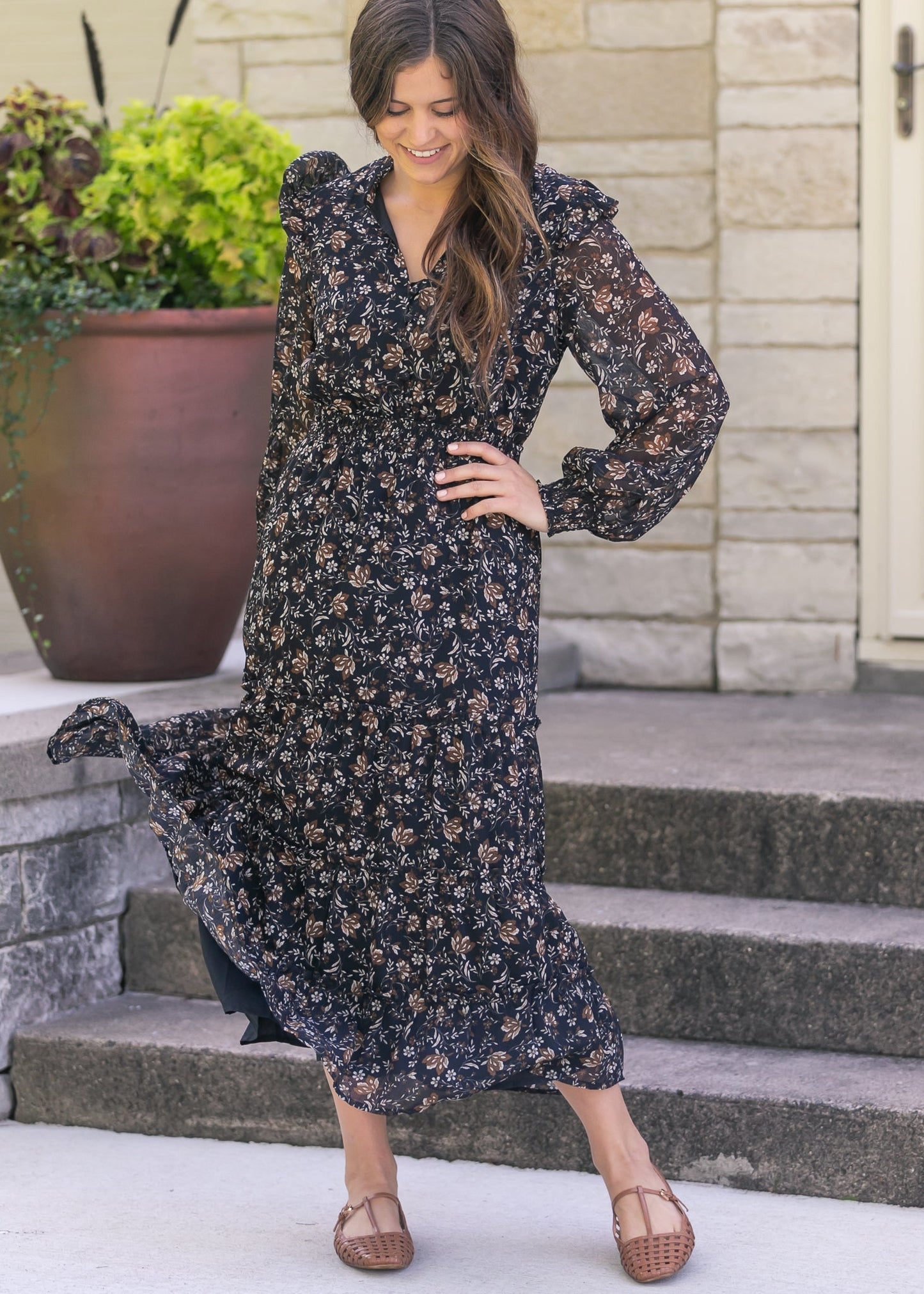 V-Neck Tiered Maxi Dress FF Dresses