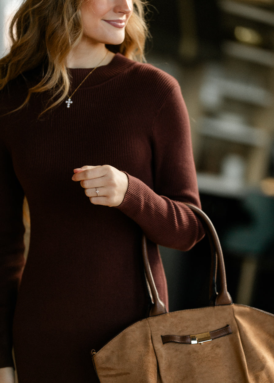 Vanna Chocolate Knit Midi Dress IC Dresses
