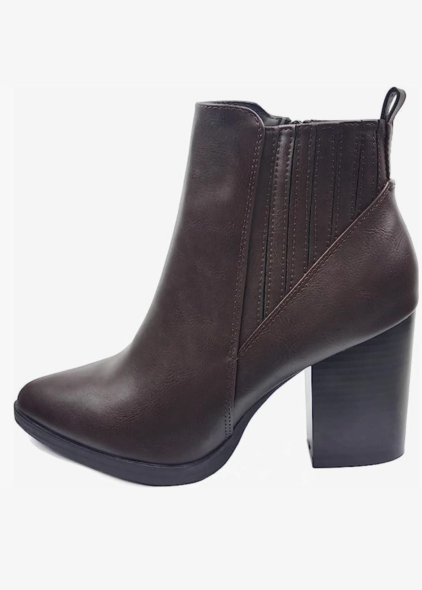 Vegan Leather Heeled Ankle Booties Shoes