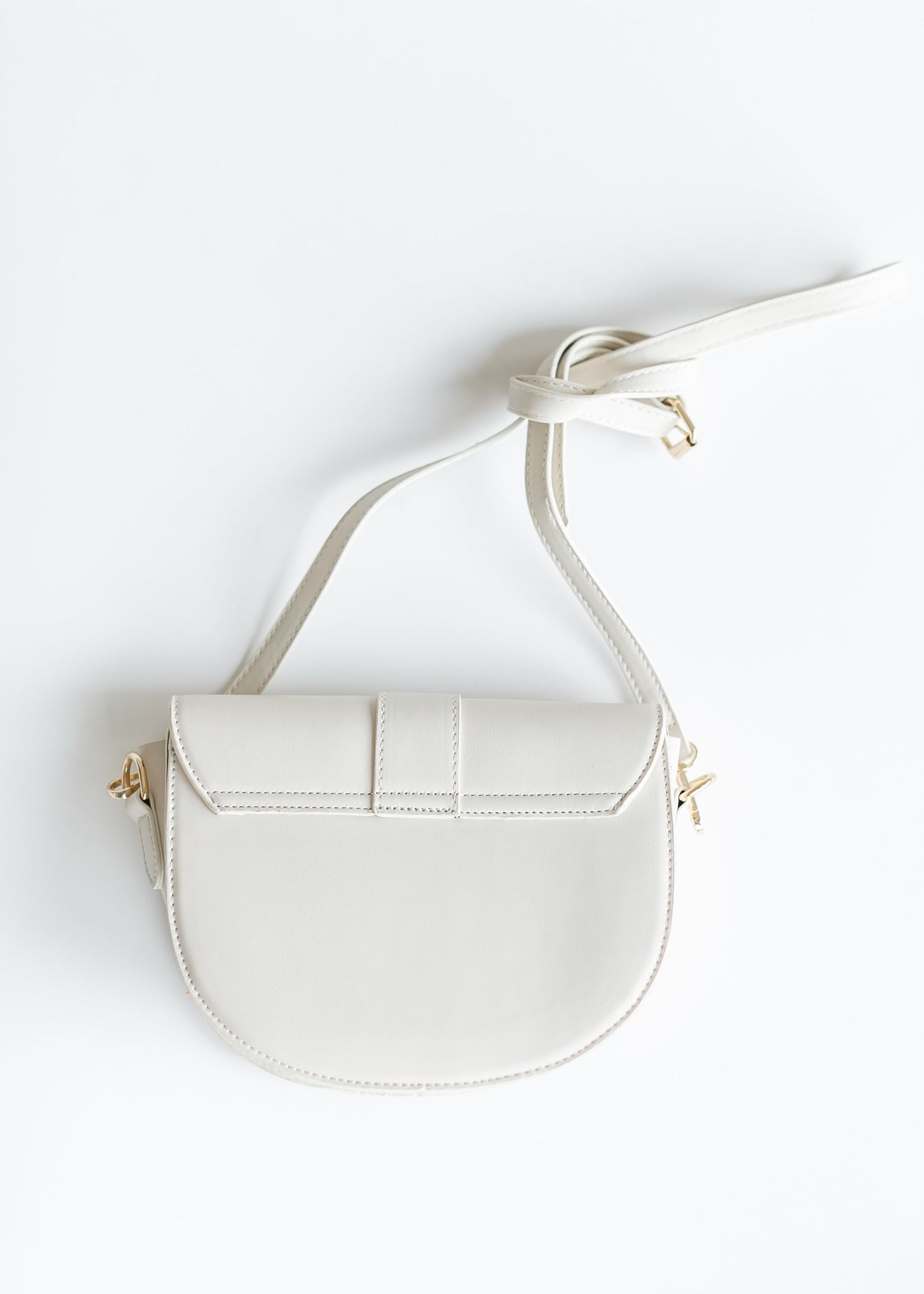 Vegan Leather Ivory Saddle Bag Accessories