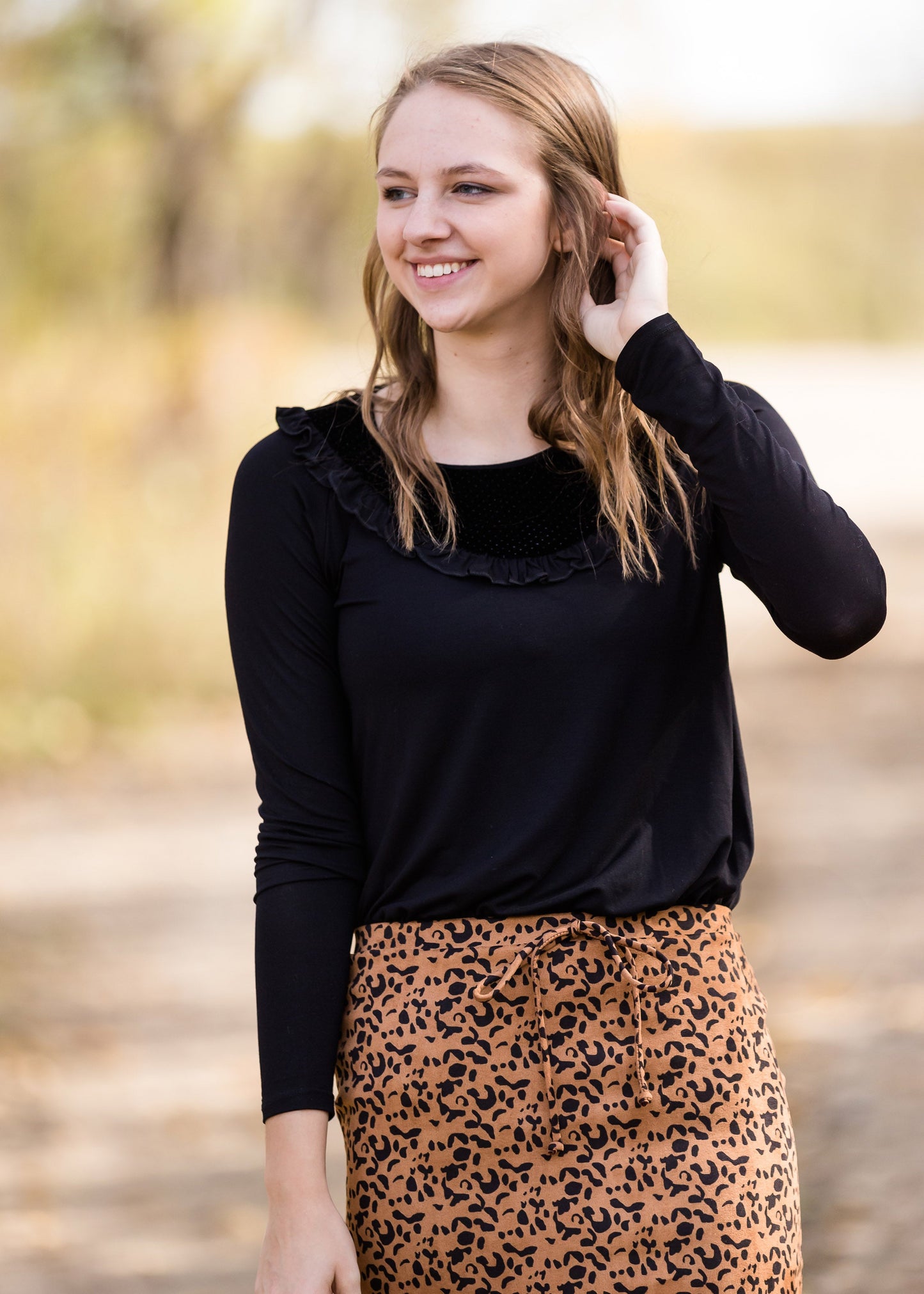 Velour Contrast Top - FINAL SALE Tops