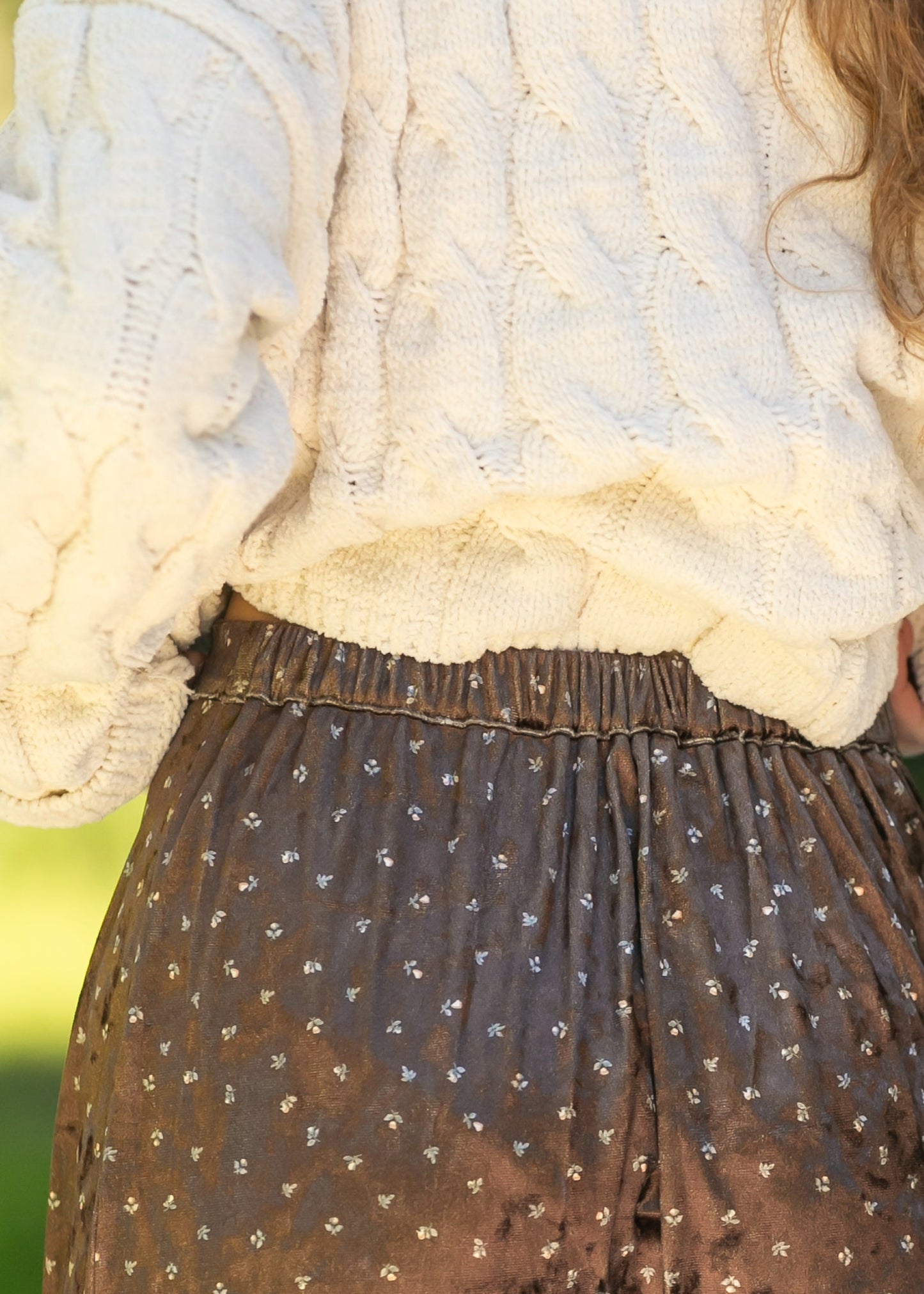 Velvet Ditsy Floral Midi Skirt FF Skirts