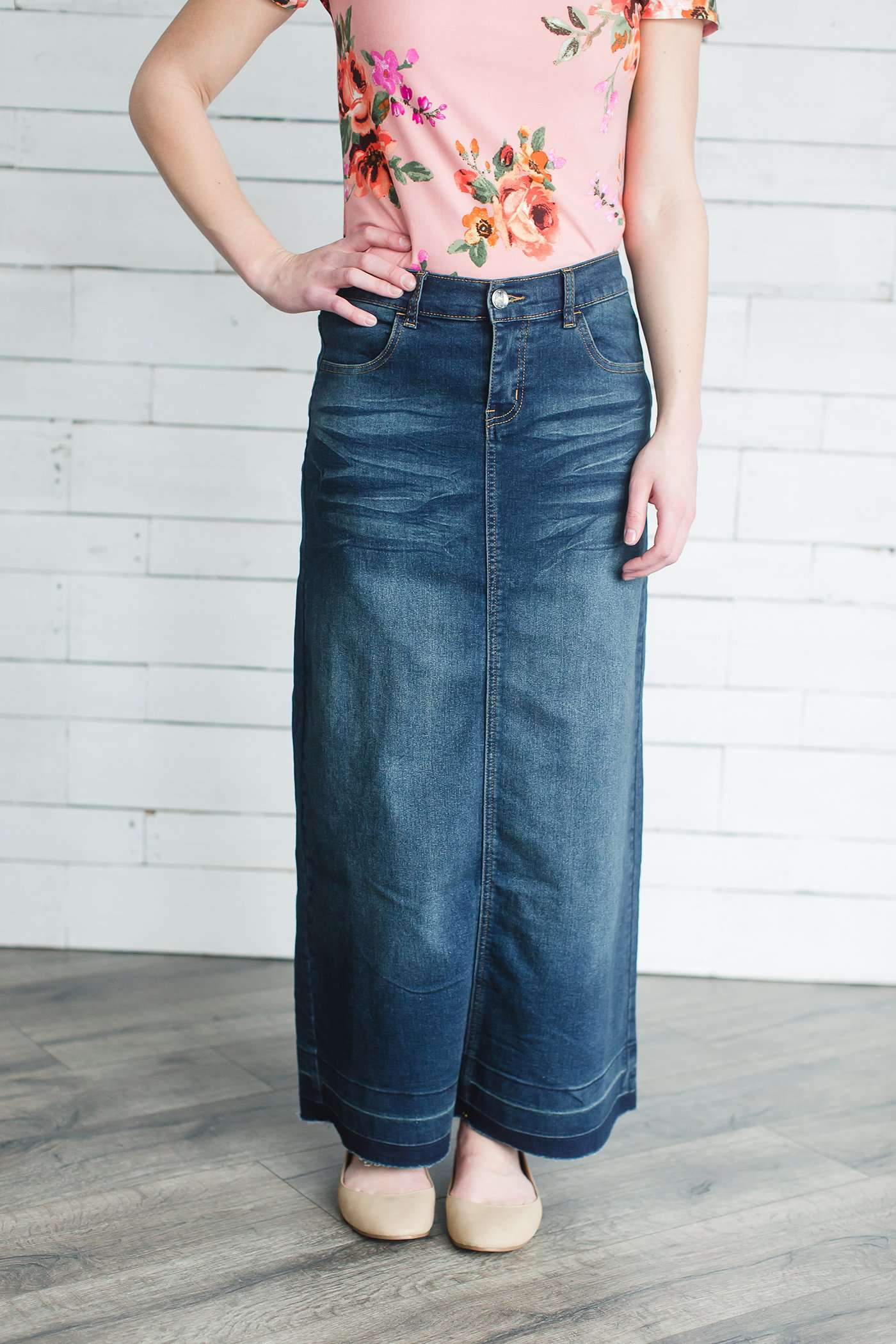 Victoria Long Denim Skirt Skirts