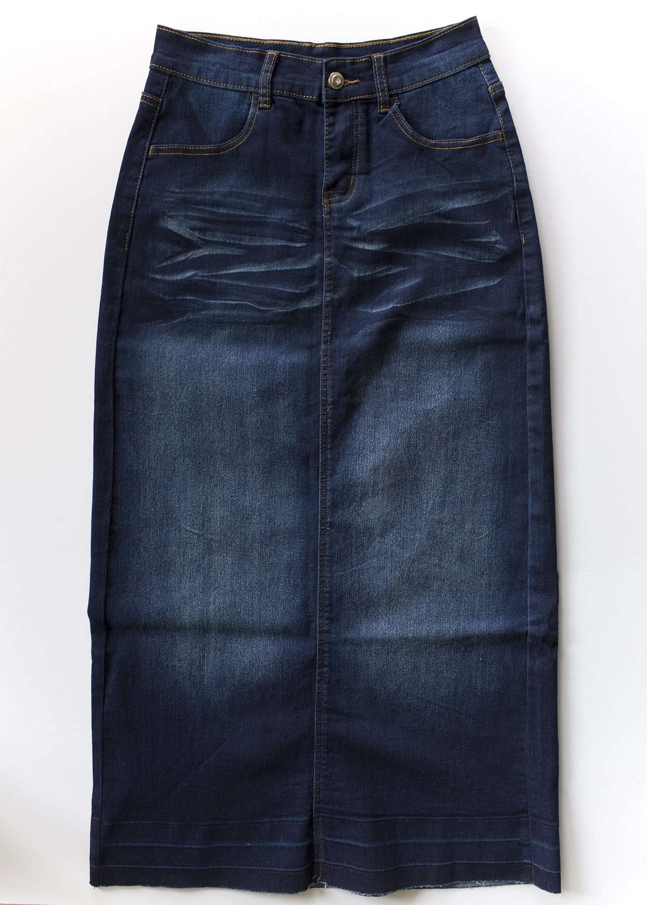 Victoria Long Denim Skirt Skirts Dark Wash / XS